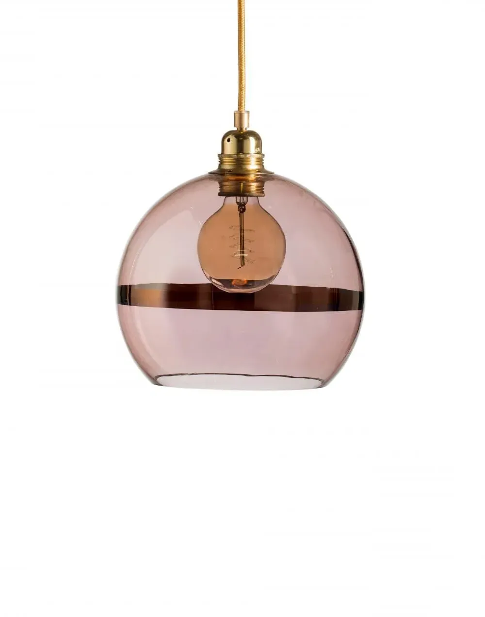 Medium Pendant Light with Stripes - Copper, Glass
