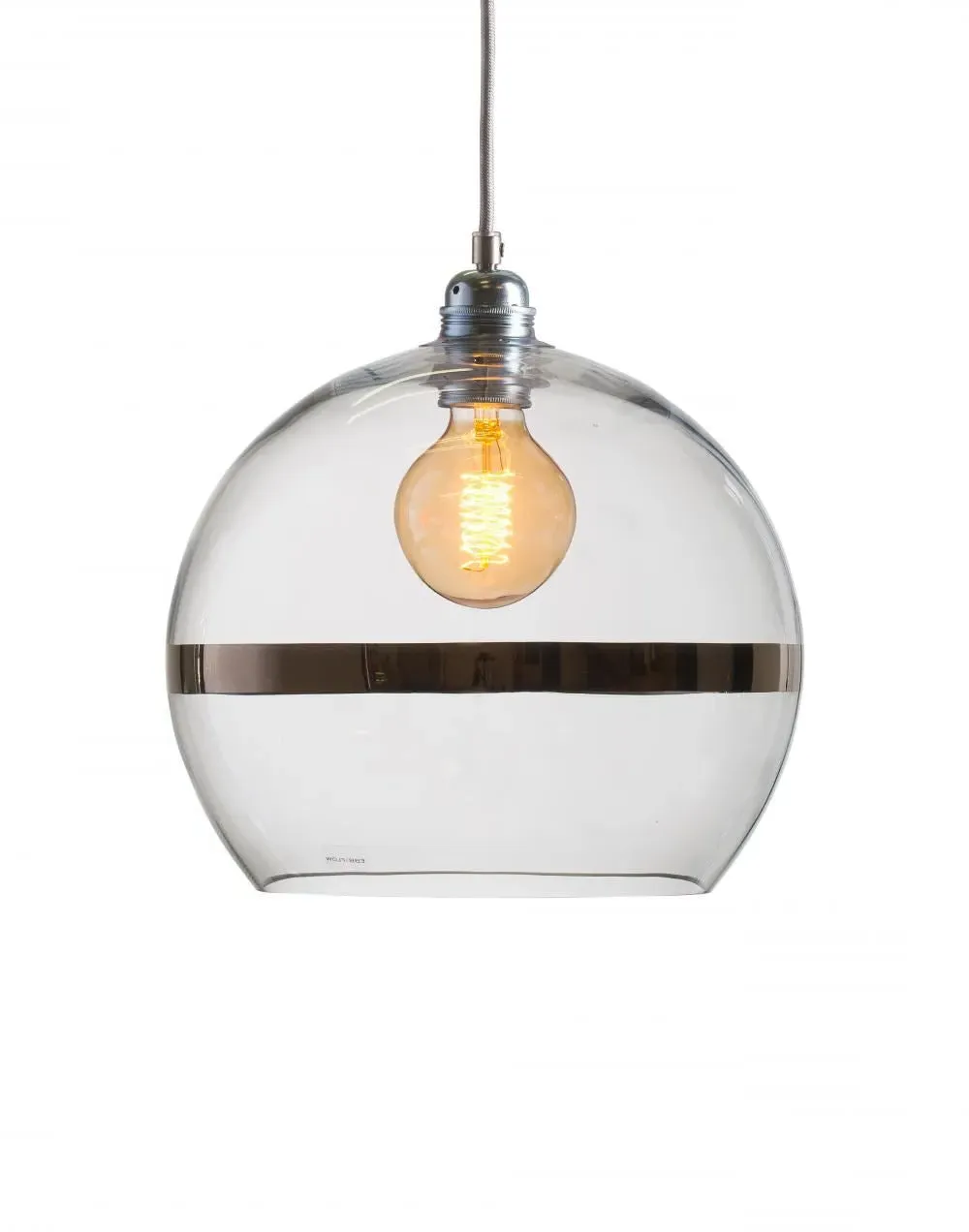 Medium Pendant Light with Stripes - Gold, Glass