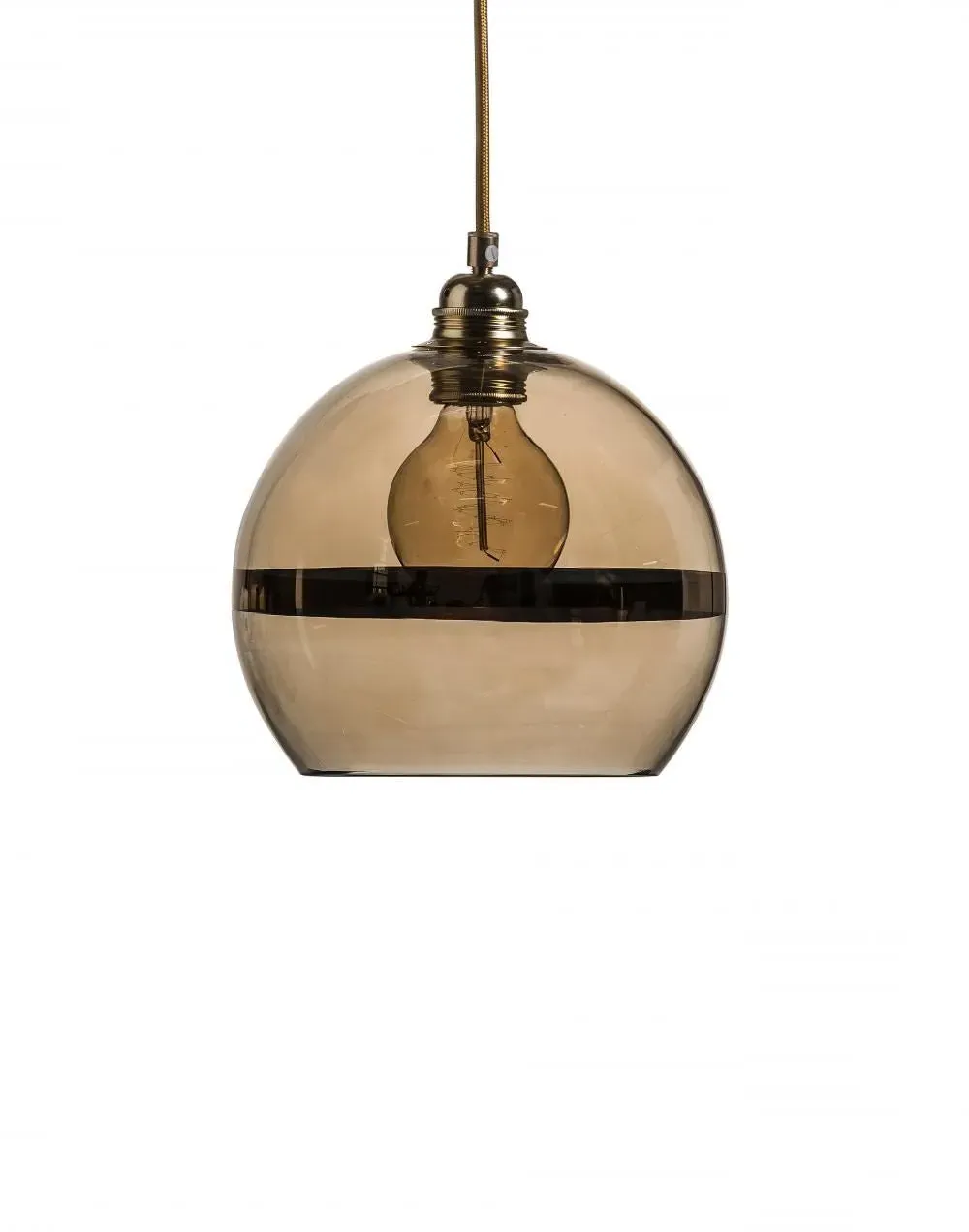 Medium Pendant Light with Stripes - Gold, Glass
