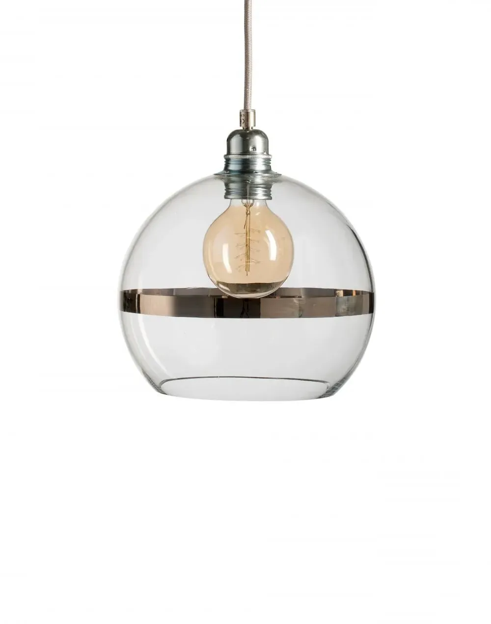 Medium Pendant Light with Stripes - Platinum, Glass