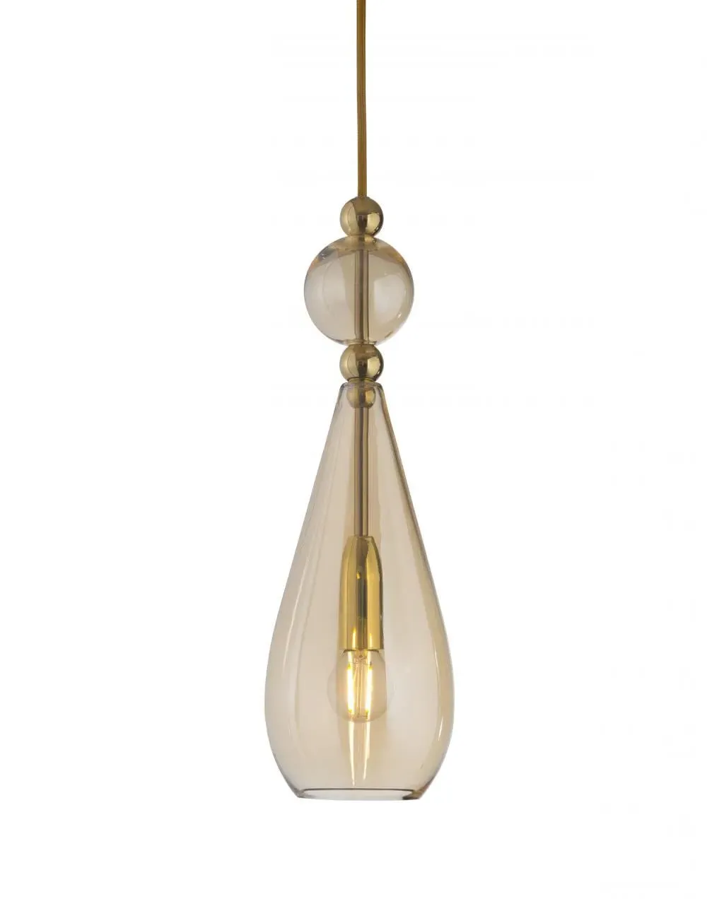 Pendant Light with Crystal Ball - Golden, Glass