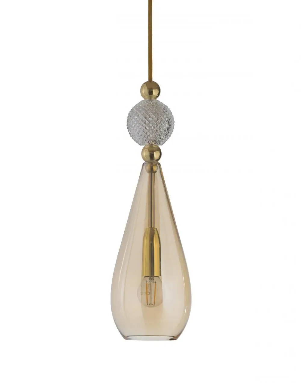 Pendant Light with Crystal Ball - Grey, Glass