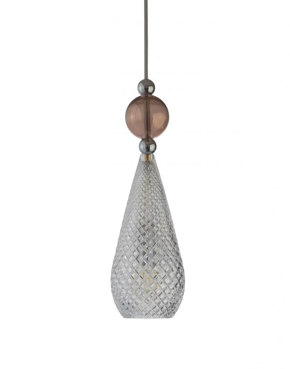Pendant Light with Crystal Drop - Gold, Glass