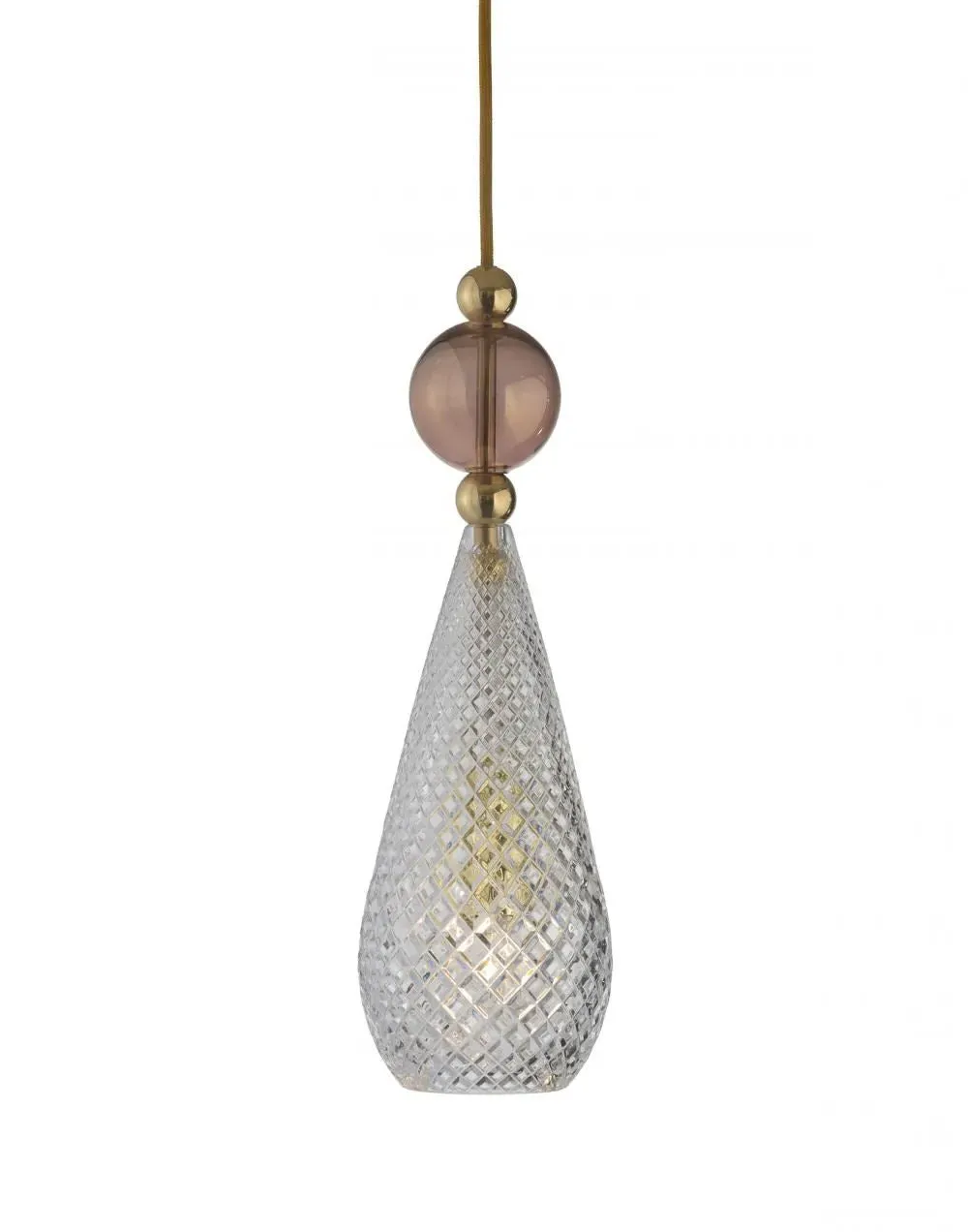 Pendant Light with Crystal Drop - Gold, Glass
