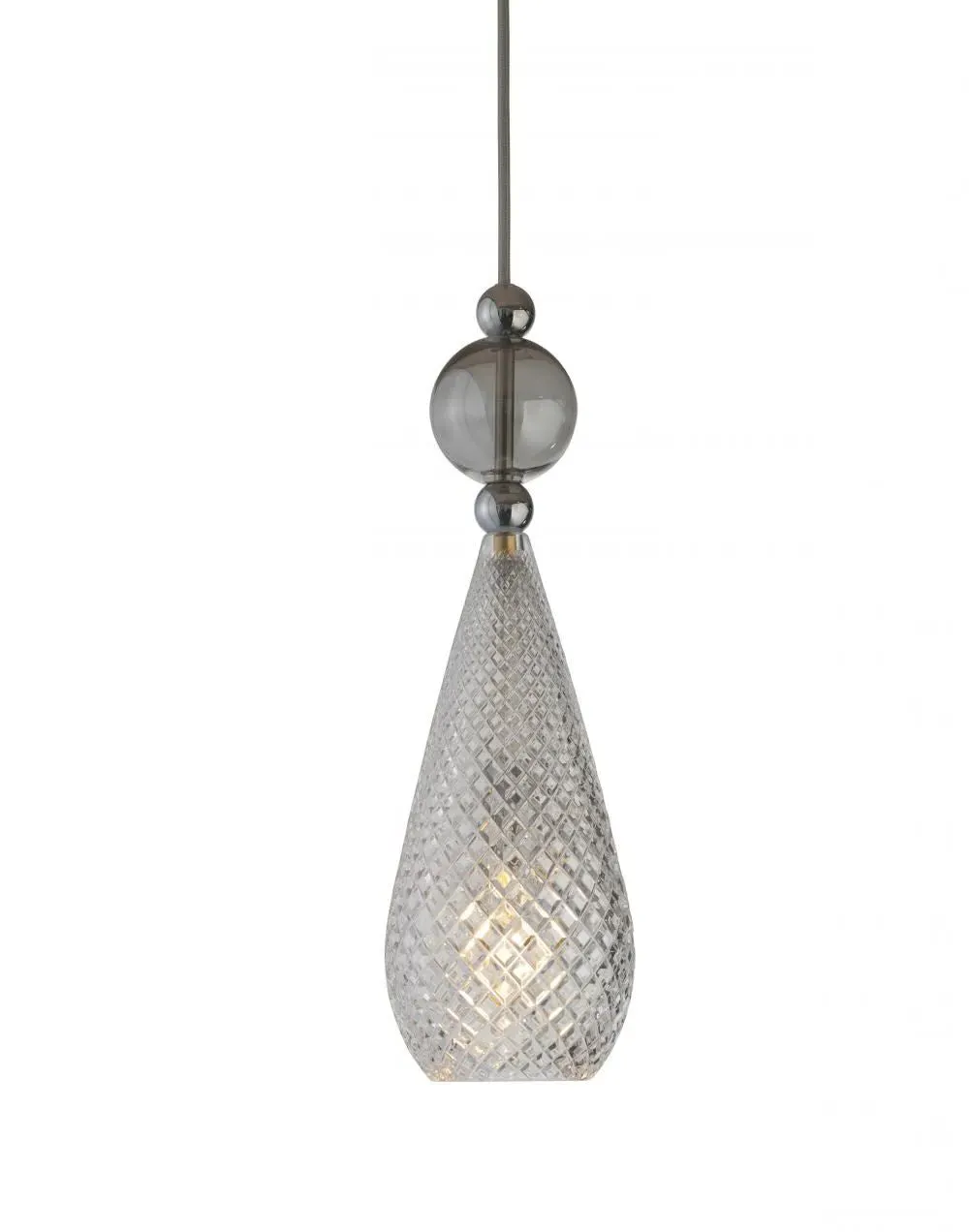 Pendant Light with Crystal Drop - Silver, Glass