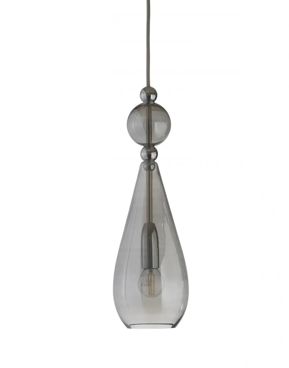 Pendant Light with Crystal - Smokey Grey, Glass