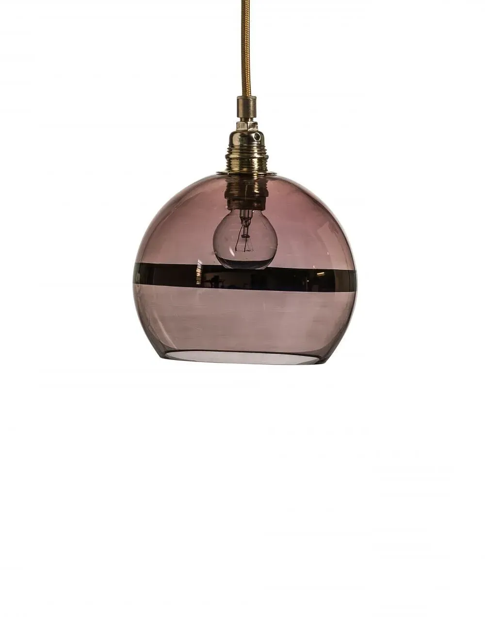Small Pendant Light with Stripes - Copper, Glass