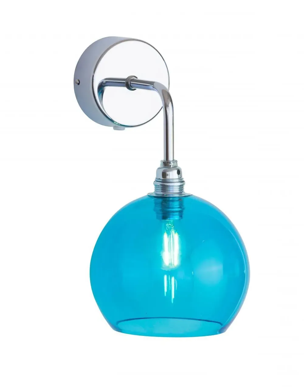 Wall Light with Fabric Wire - Blue, Glass