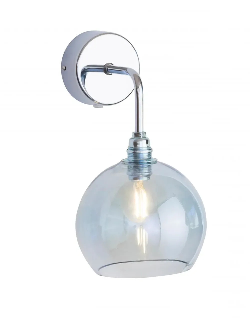 Wall Light with Fabric Wire - Blue, Glass image