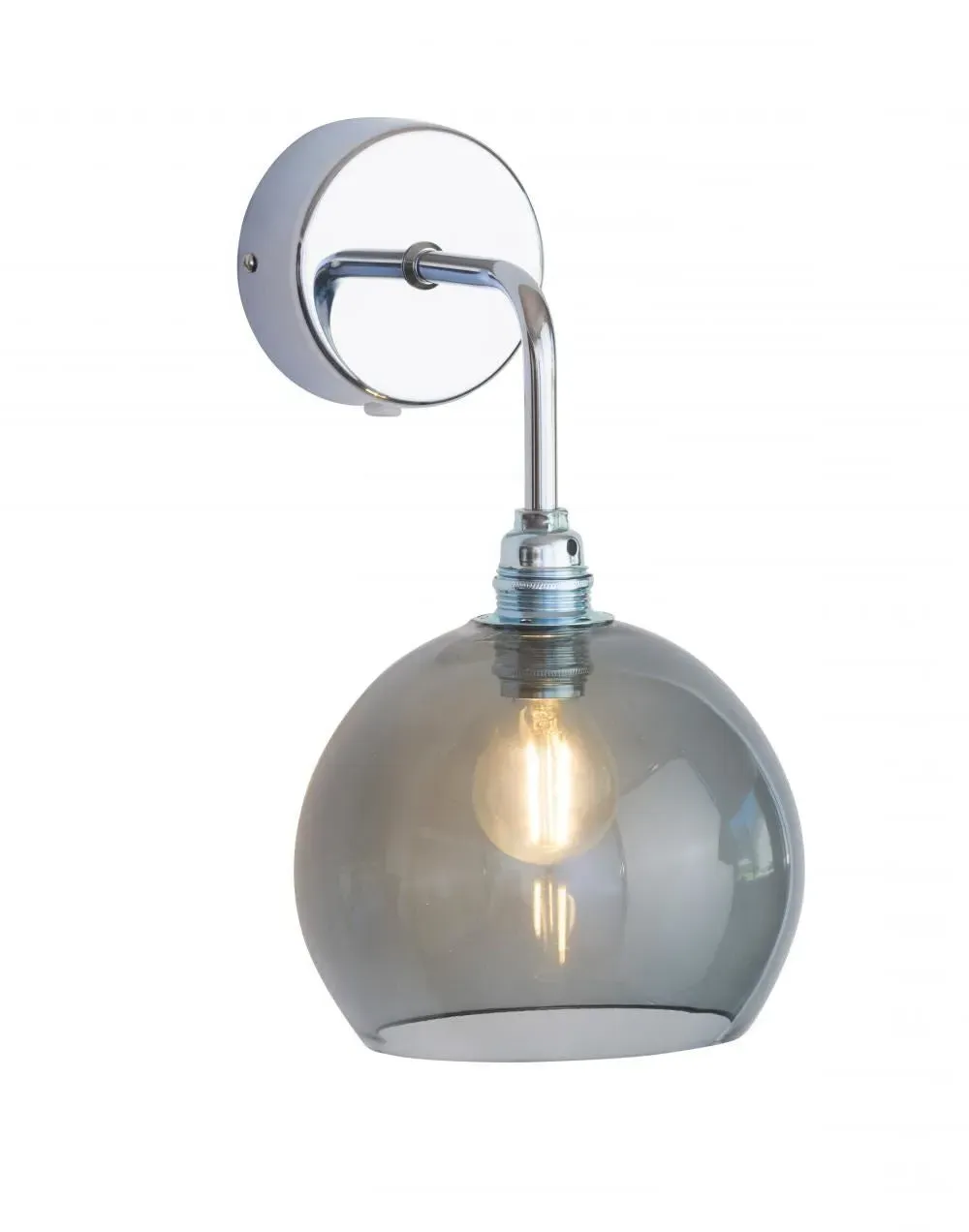 Wall Light with Fabric Wire - Grey, Glass