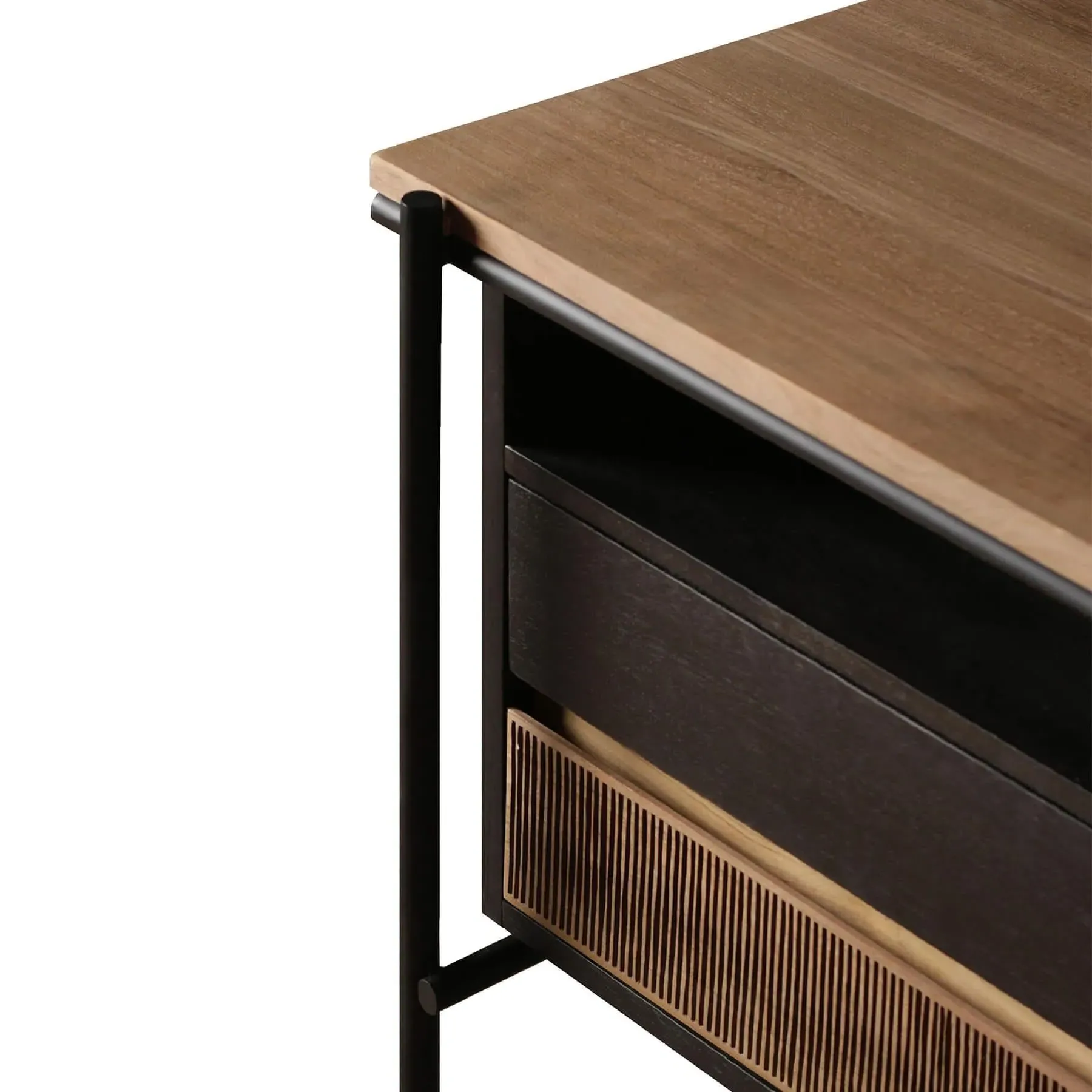 2-Drawer Desk with Metal Legs - Teak