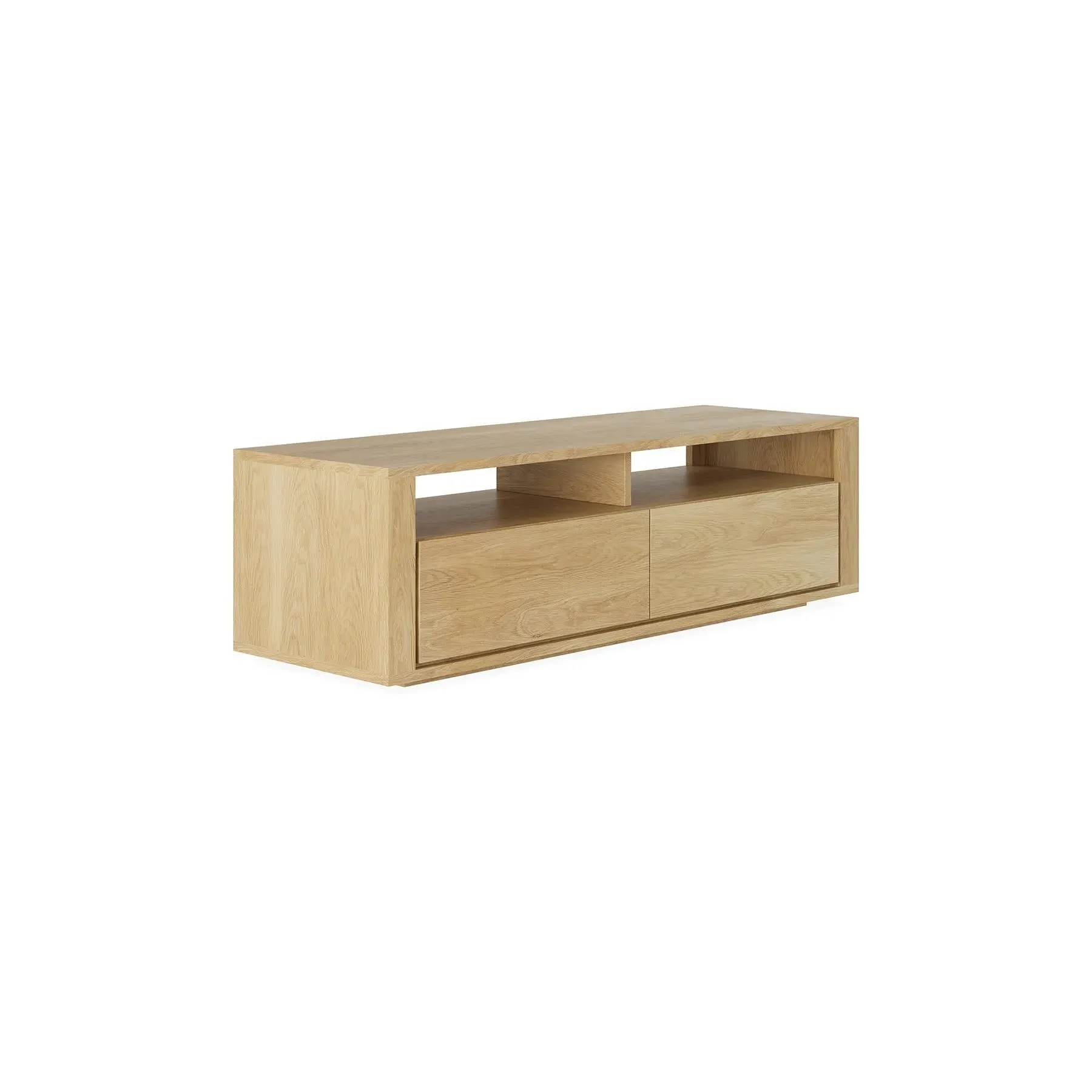 2-Drawer TV Cabinet with Shelves - Oak Wood image