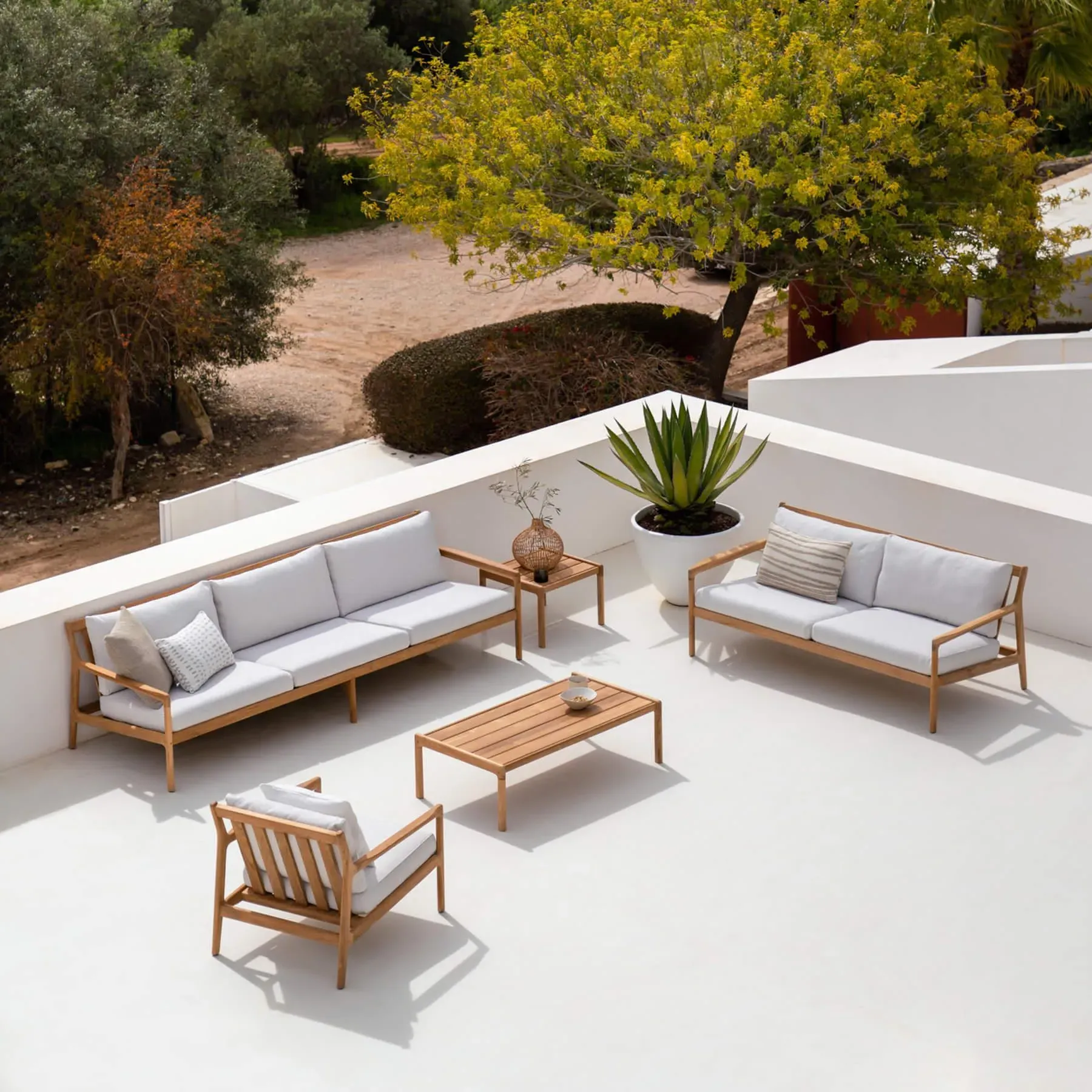 2-Seater Outdoor Sofa - Natural, Teak