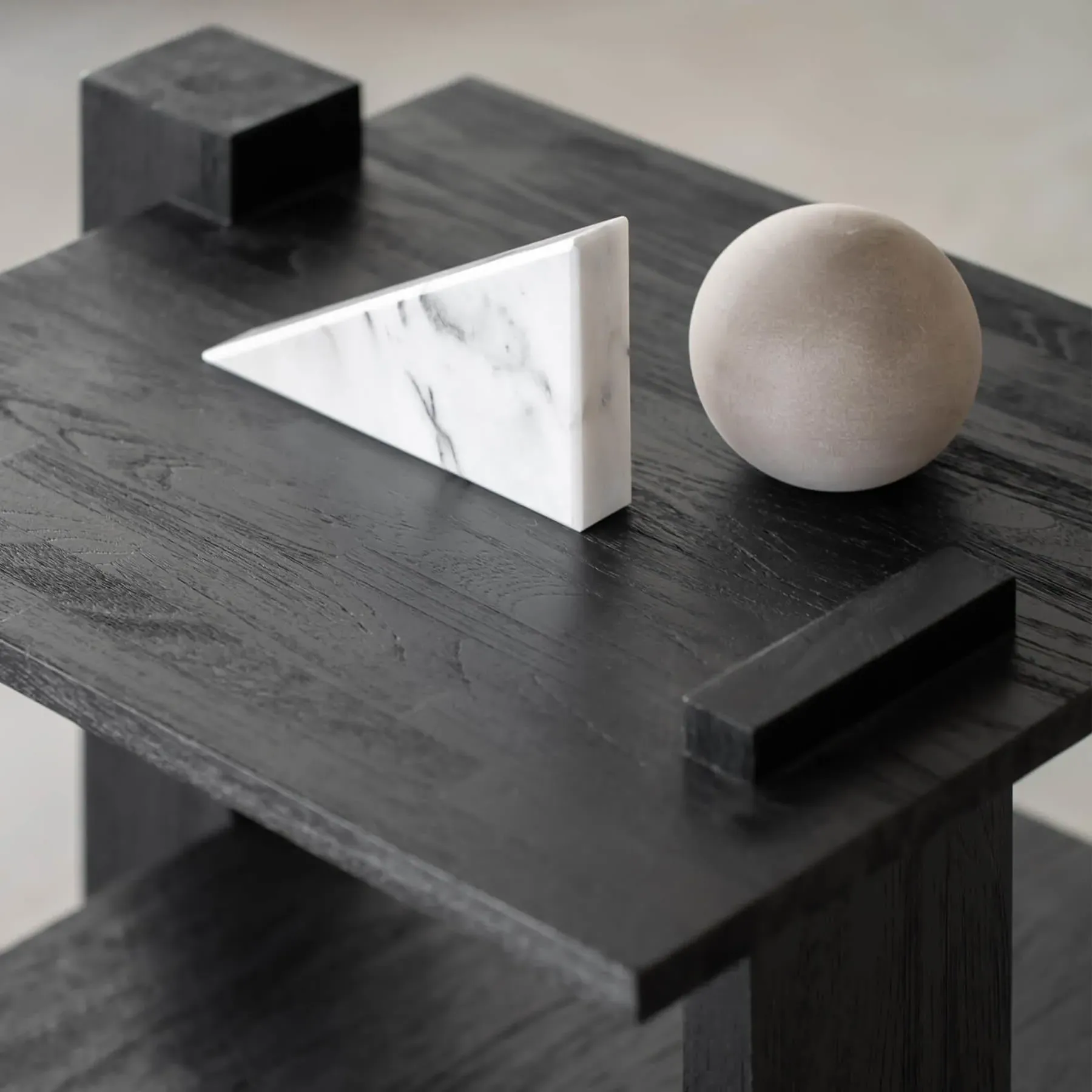 Abstract Side Table - Black, Teak