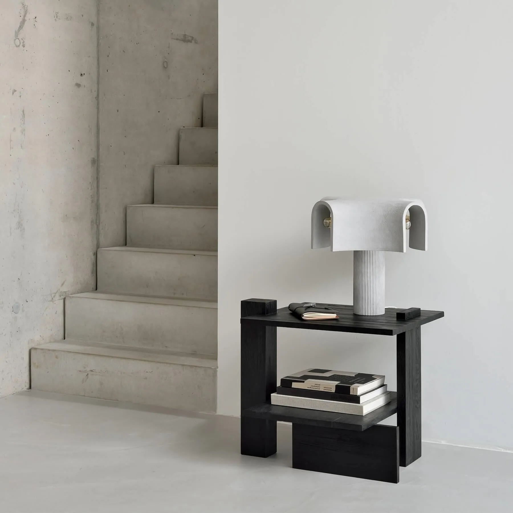 Abstract Side Table - Black, Teak