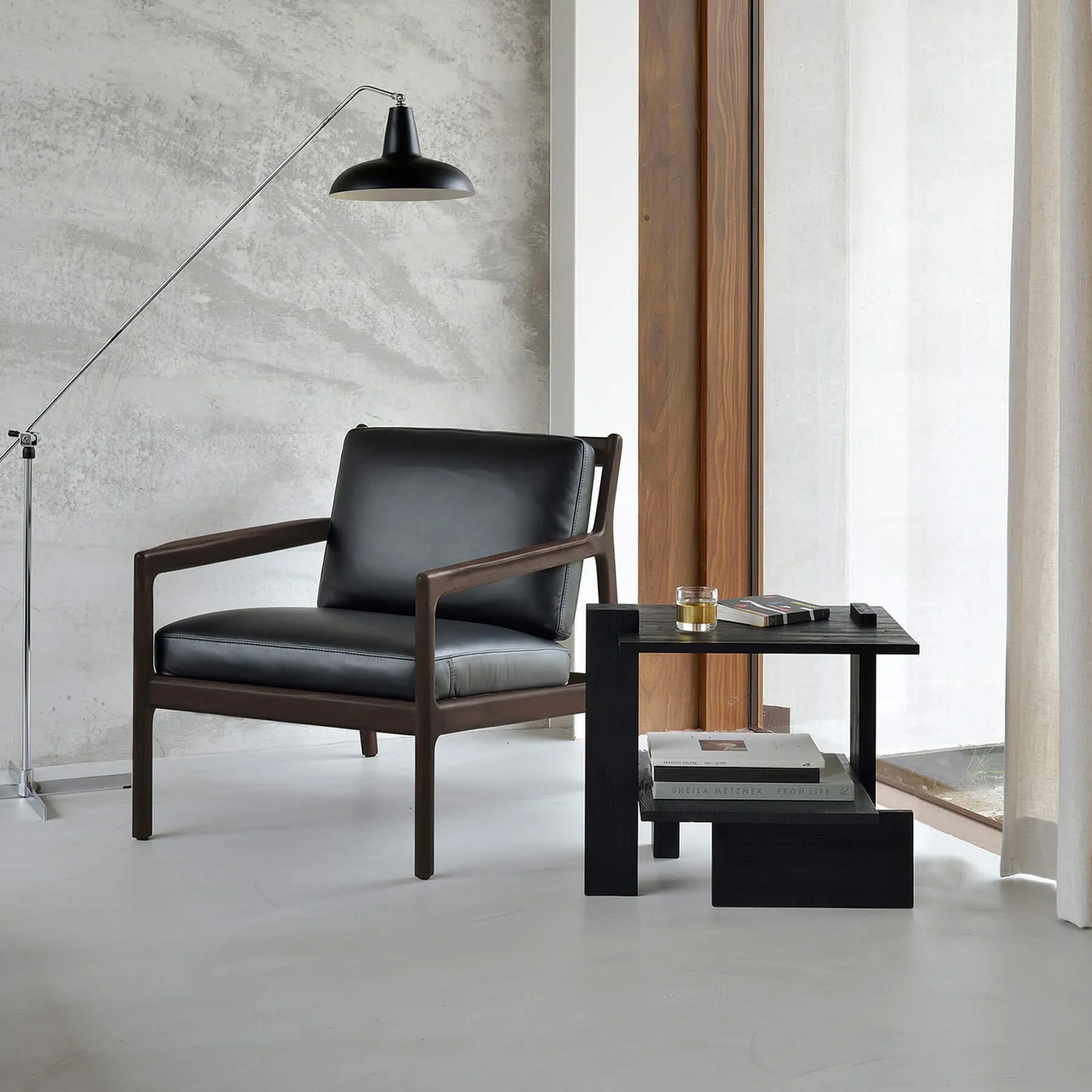 Abstract Side Table - Black, Teak