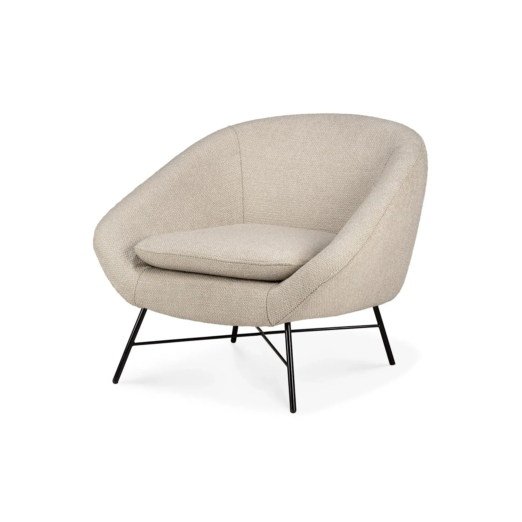 Barrow Lounge Chair with Metal Base - Off White