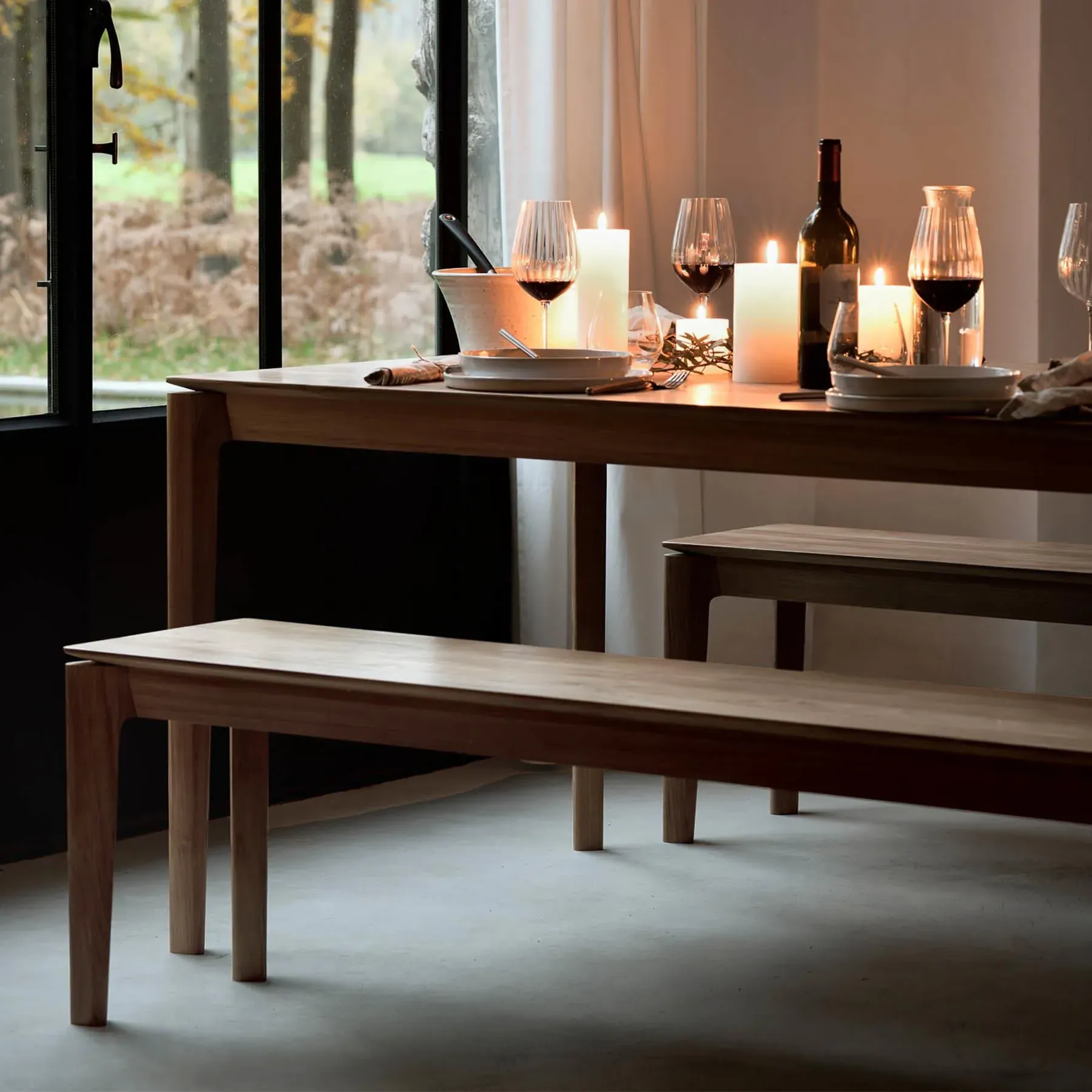 Bok Medium Dining Bench - Black, Oak