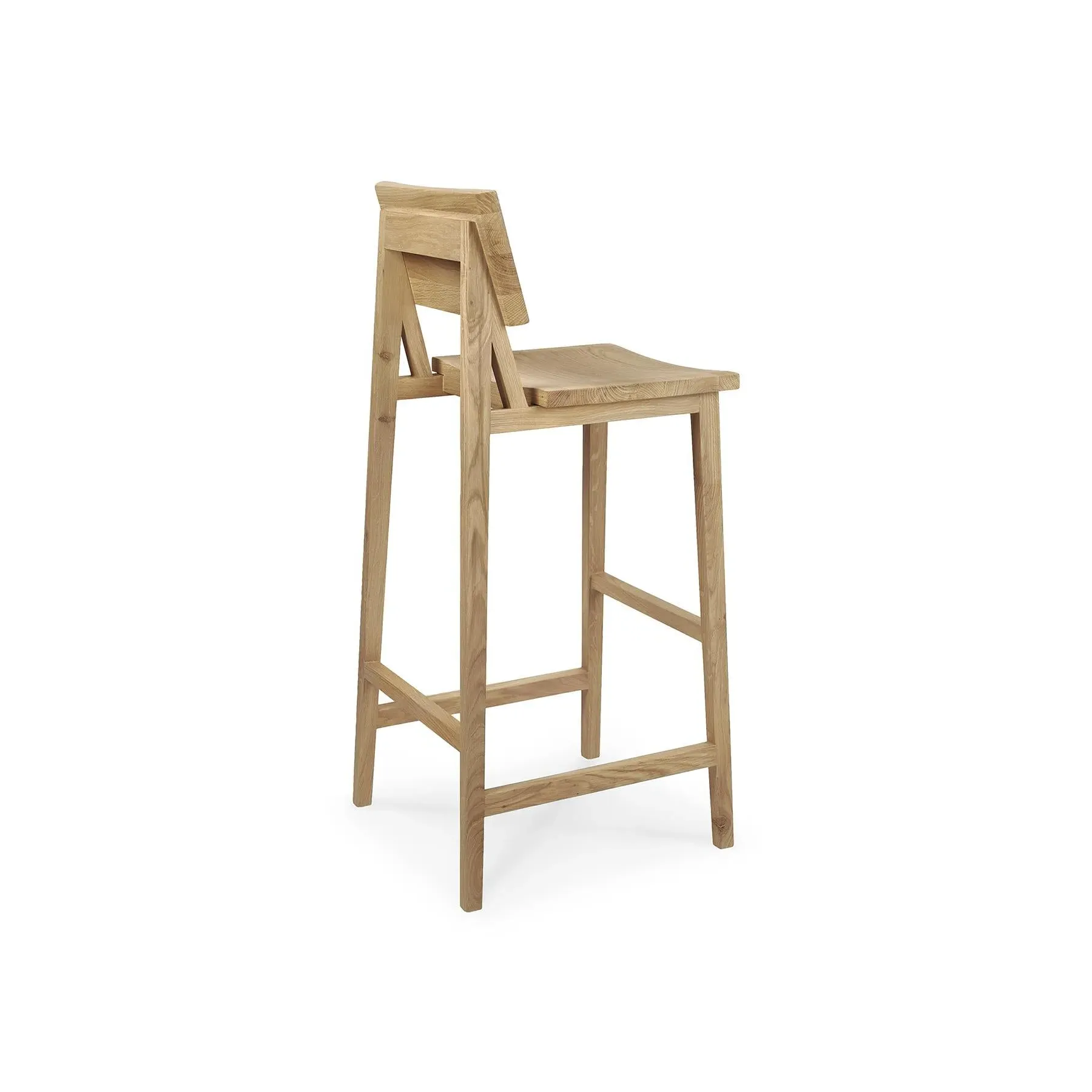 Counter Stool with Back - Oak, Solid Wood