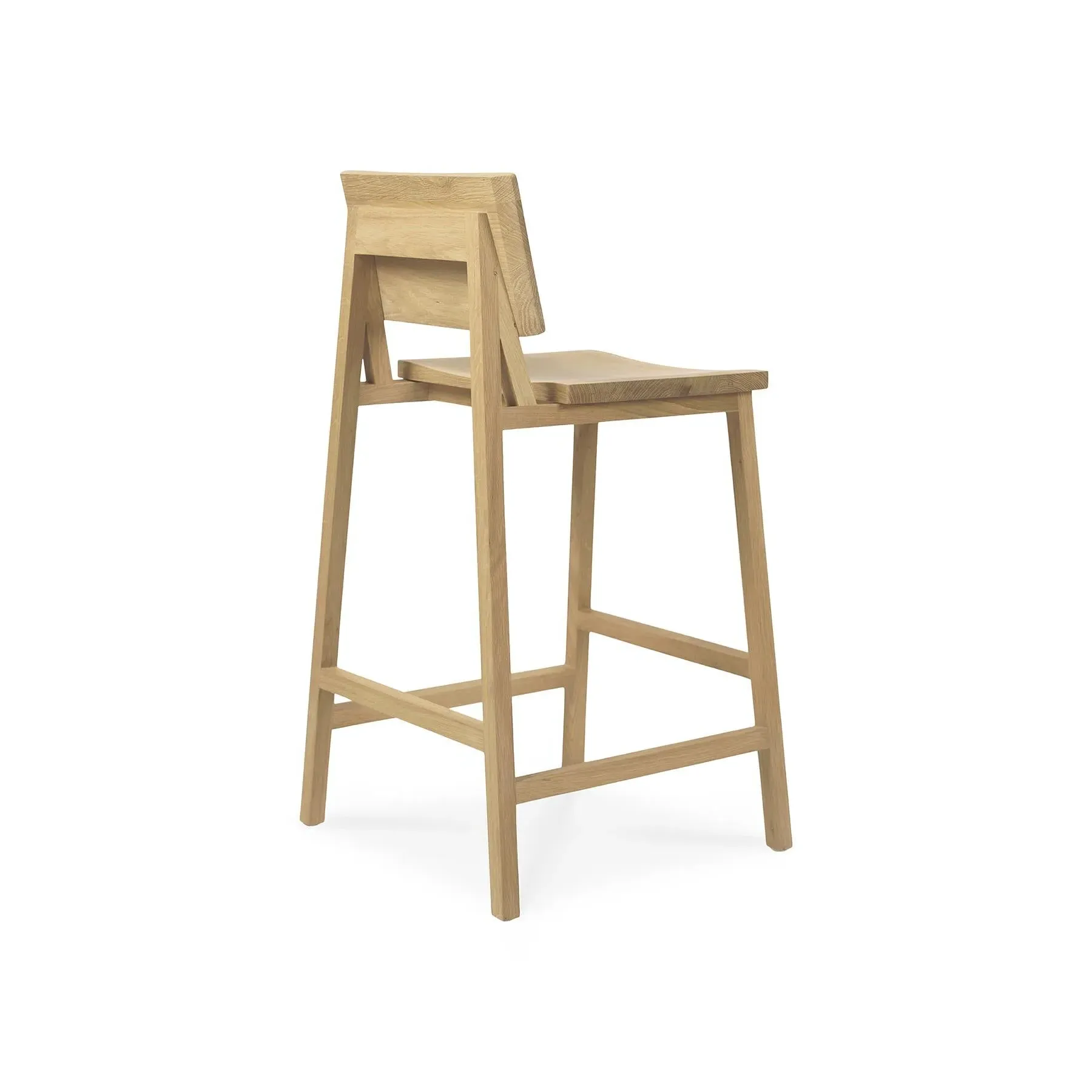 Counter Stool with Back - Oak, Solid Wood