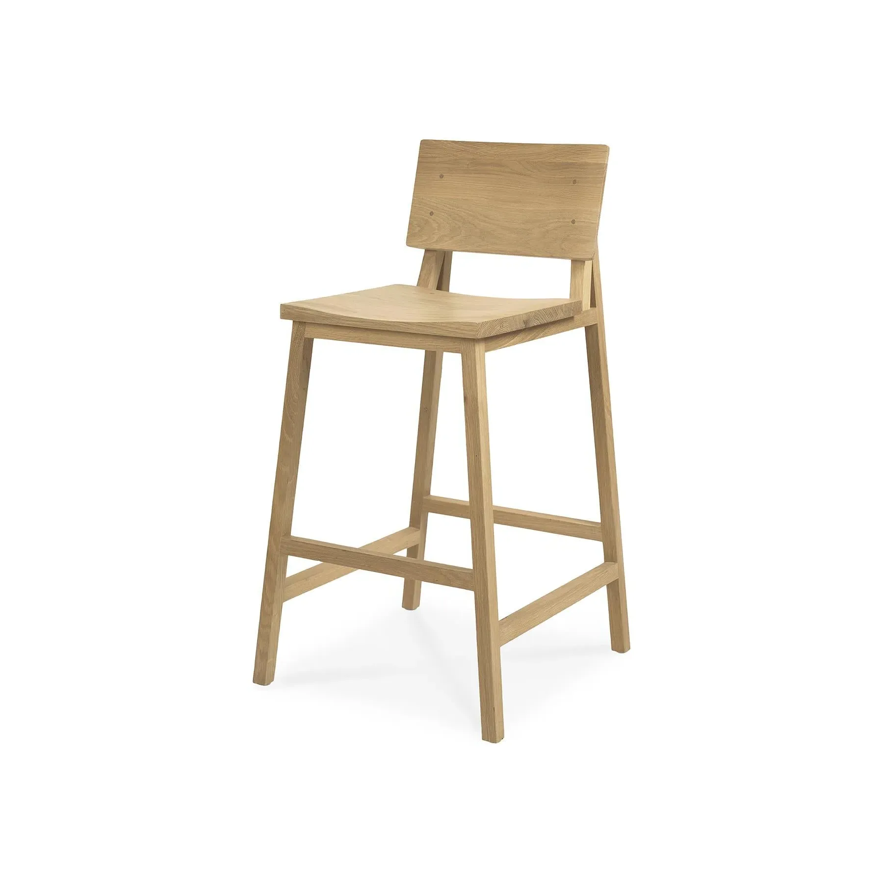 Counter Stool with Back - Oak, Solid Wood image