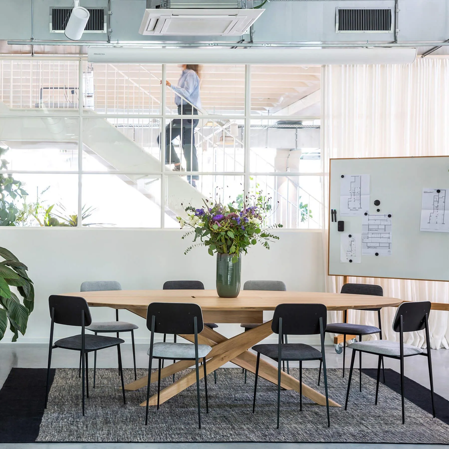 DC Dining Chair with Upholstery - Light Grey, Metal