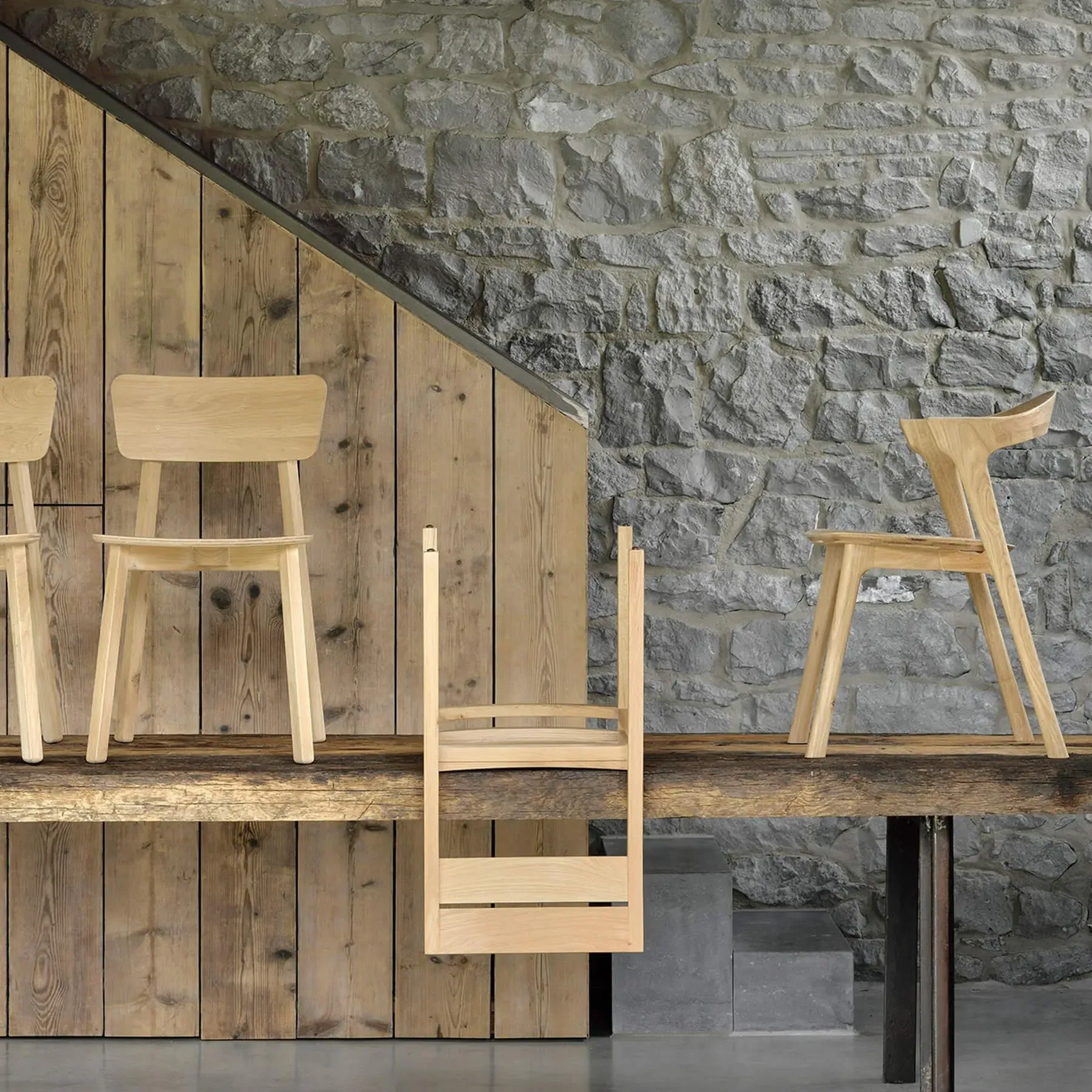 Dining Chair with Fabric Seat - Grey, Oak