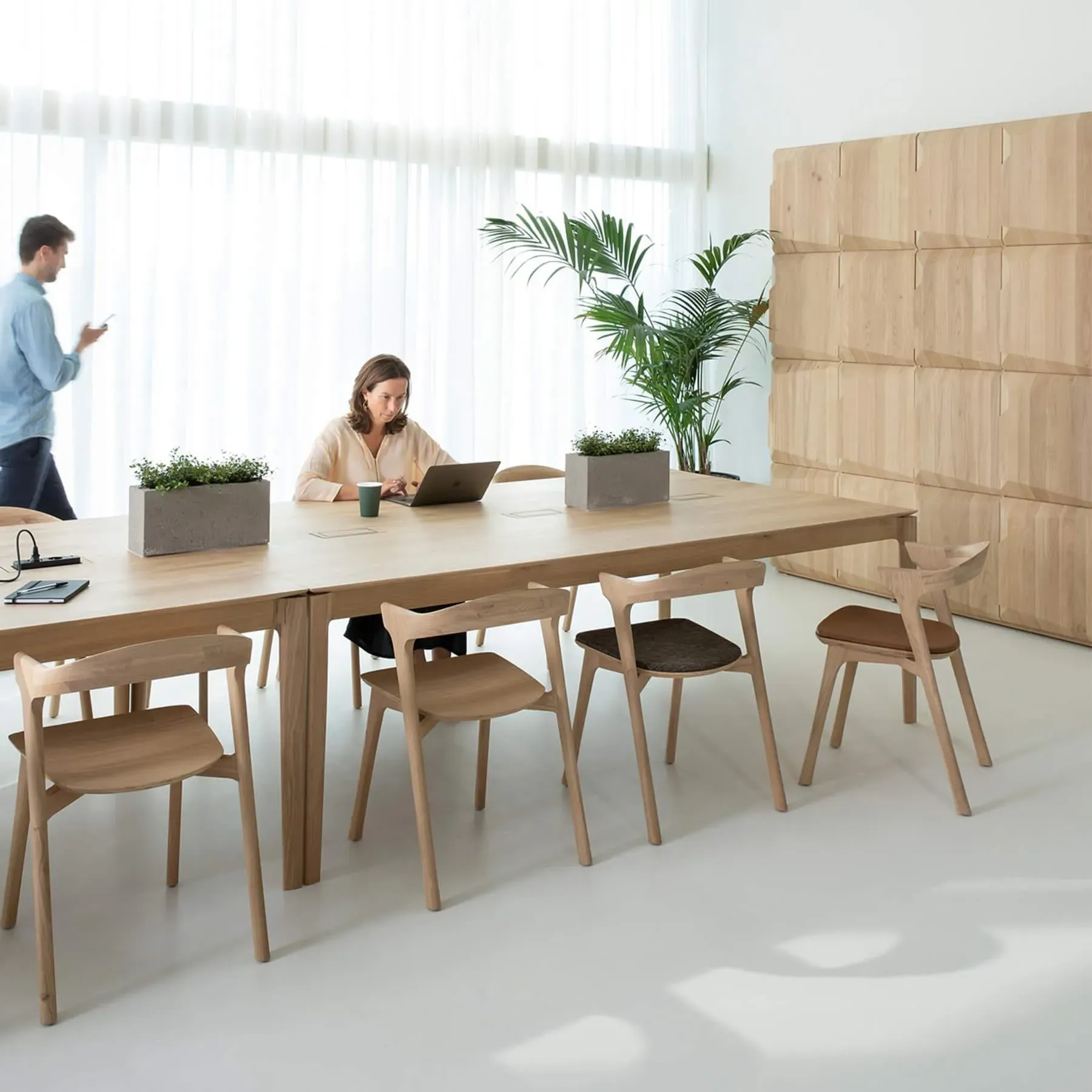 Dining Chair with Leather Seat - Black, Oak