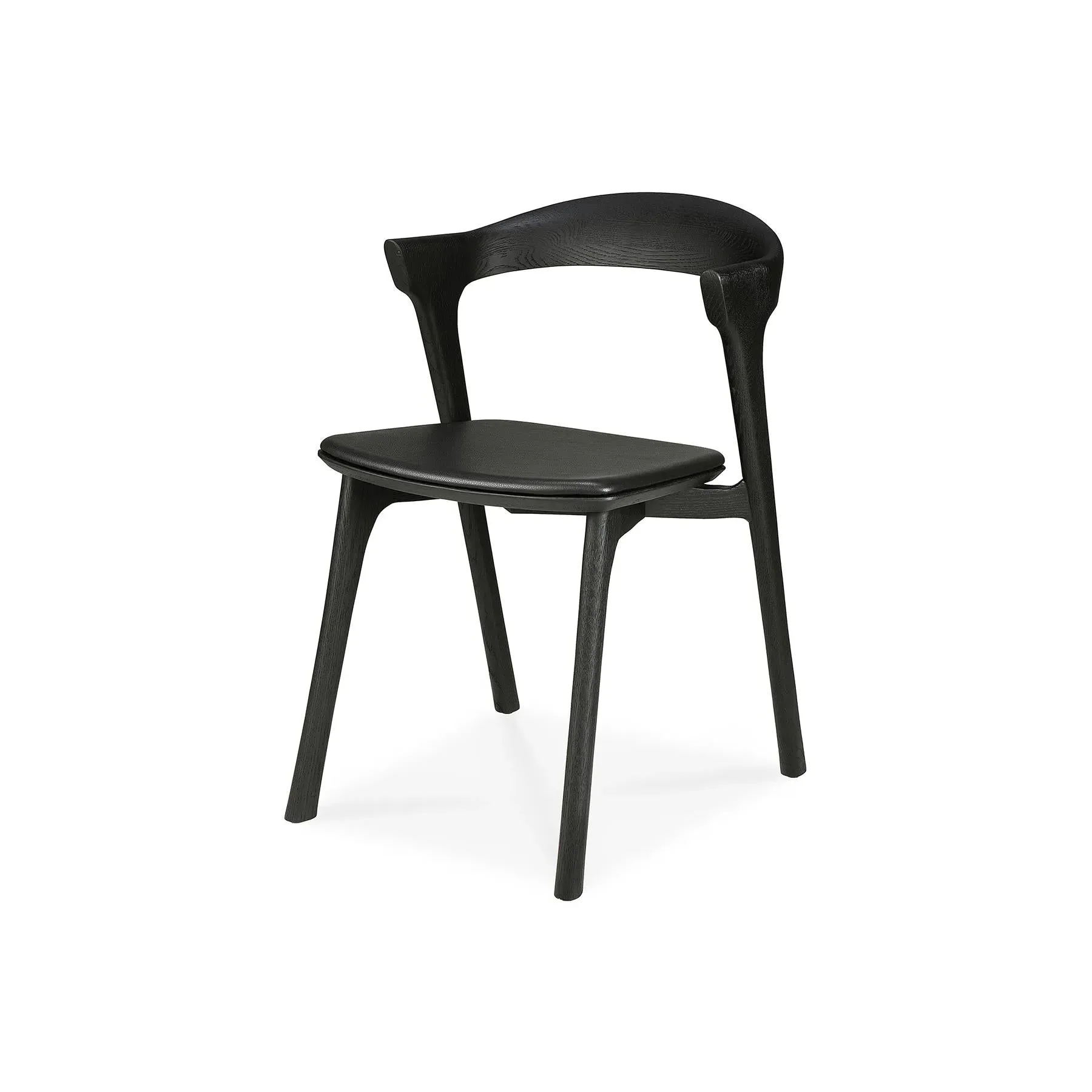 Dining Chair with Leather Seat - Black, Oak