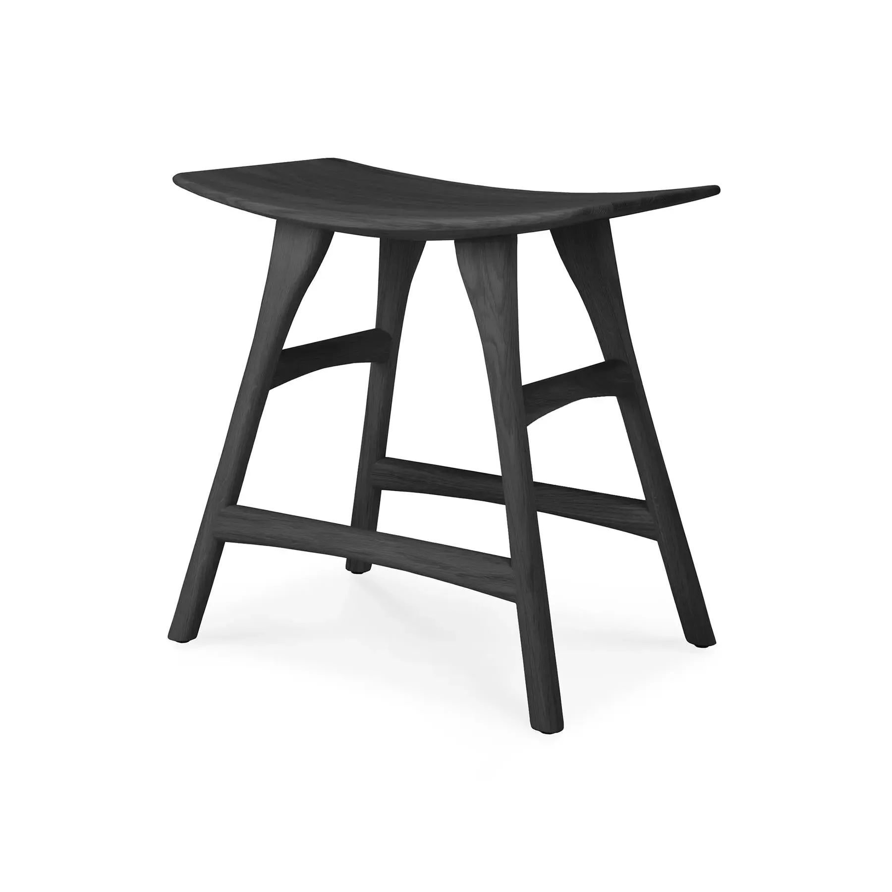 Dining Stool with Curved Seat - Black, Oak
