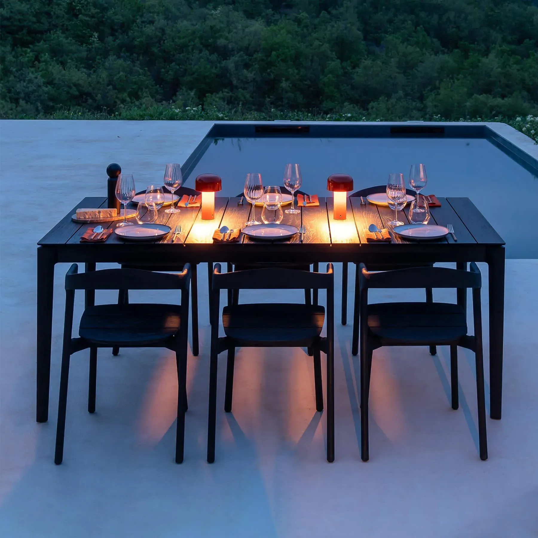 Extra Large Outdoor Dining Table - Black, Teak