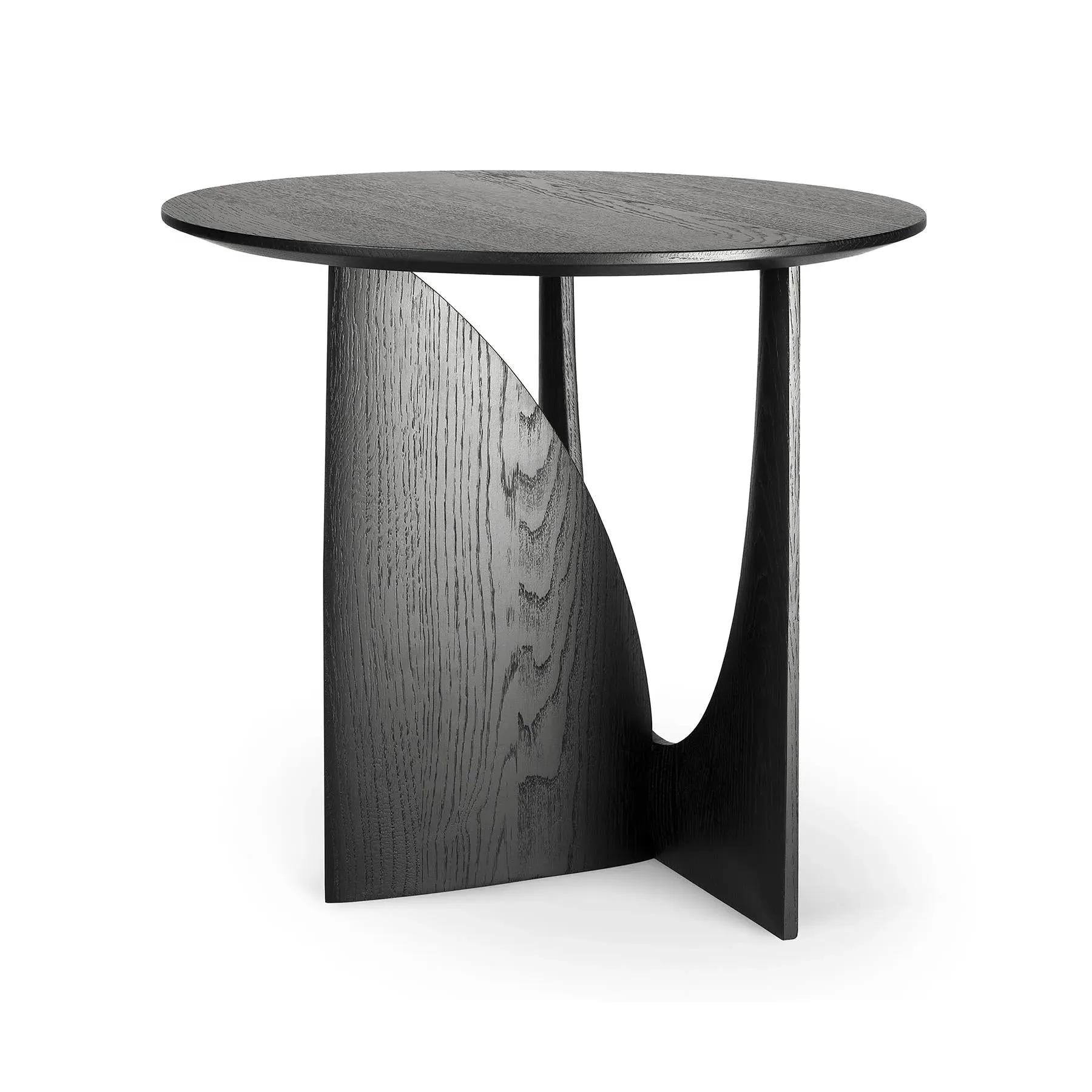 Geometric Side Table - Black, Solid Oak image