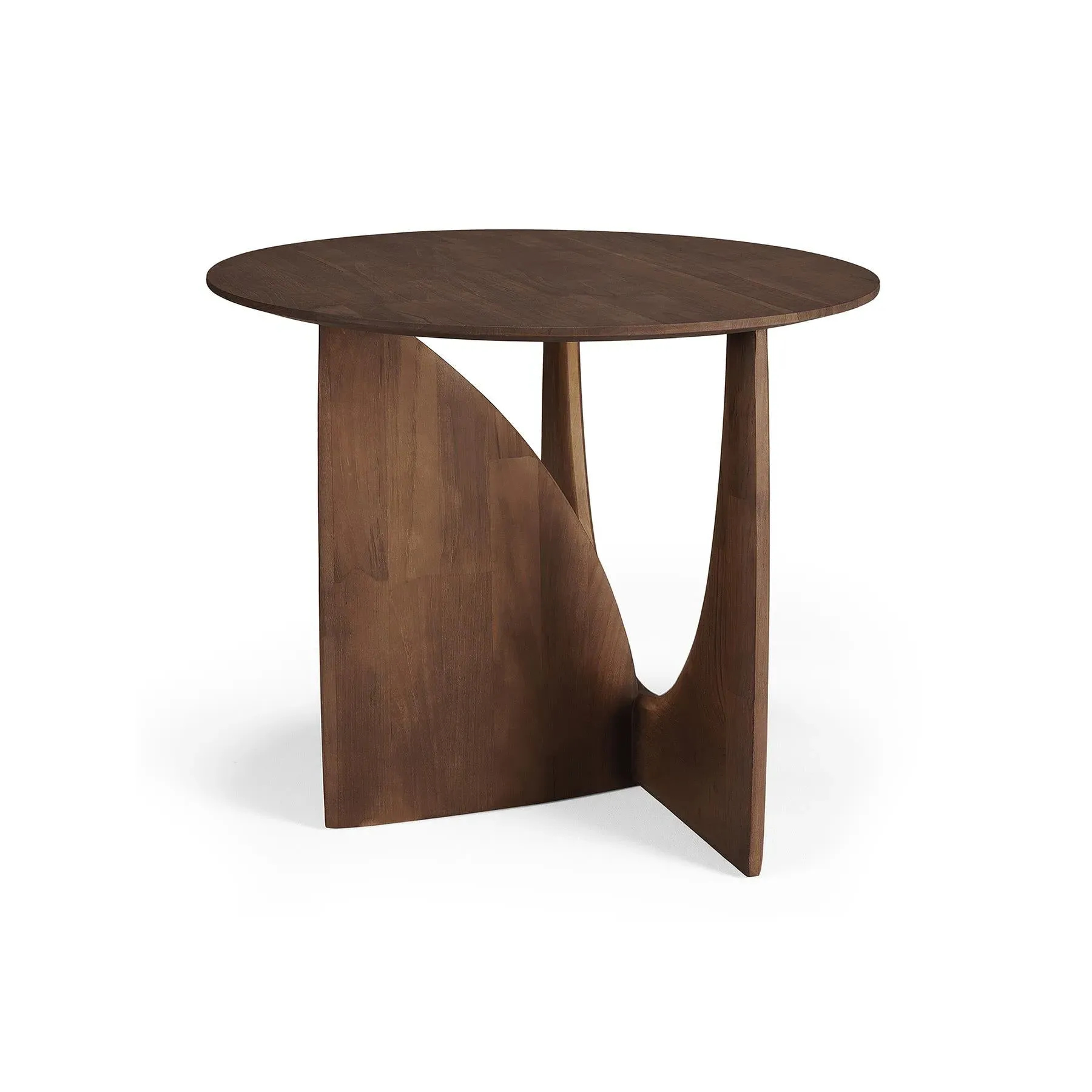Geometric Side Table - Teak Brown, Solid Wood