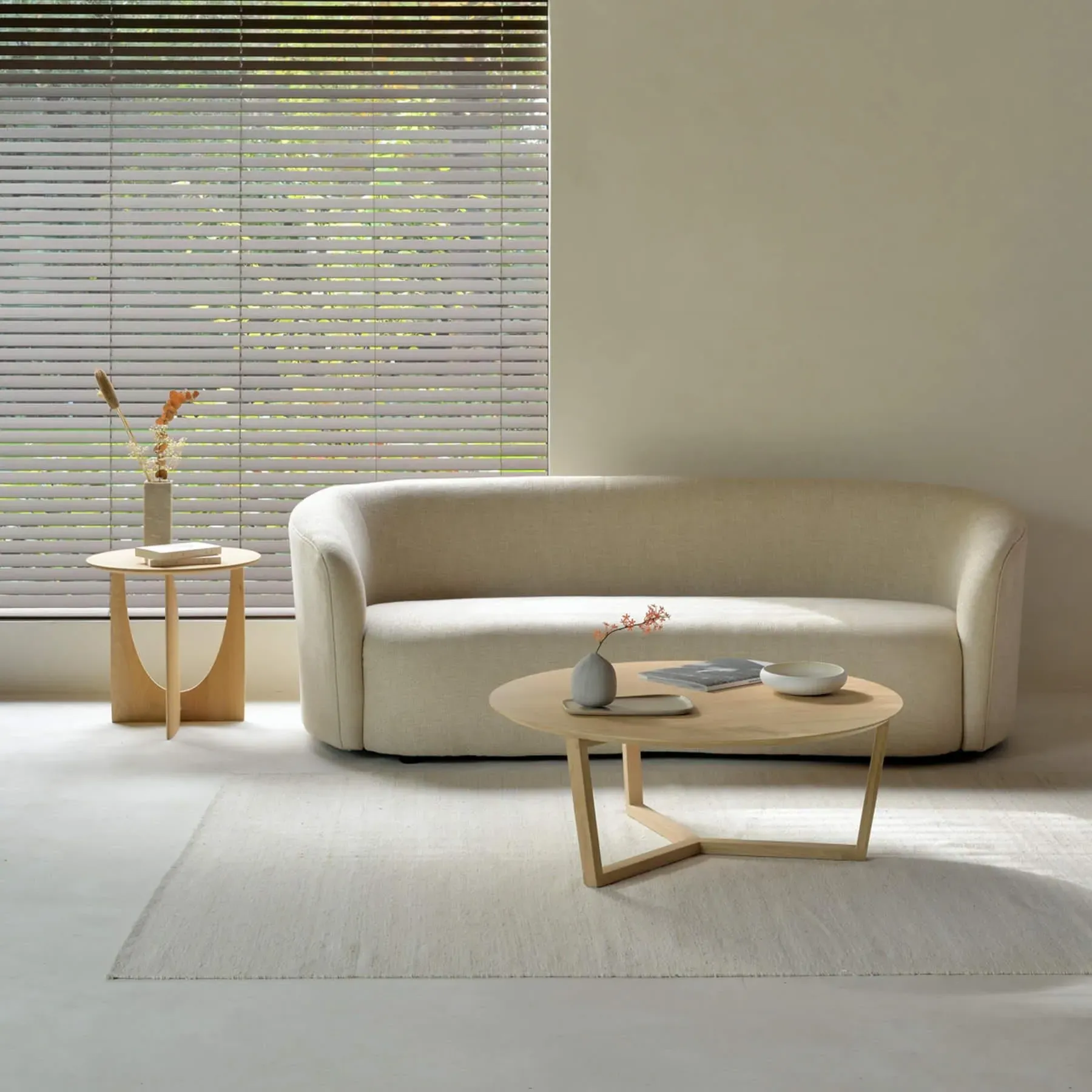 Geometric Side Table - Teak Brown, Solid Wood