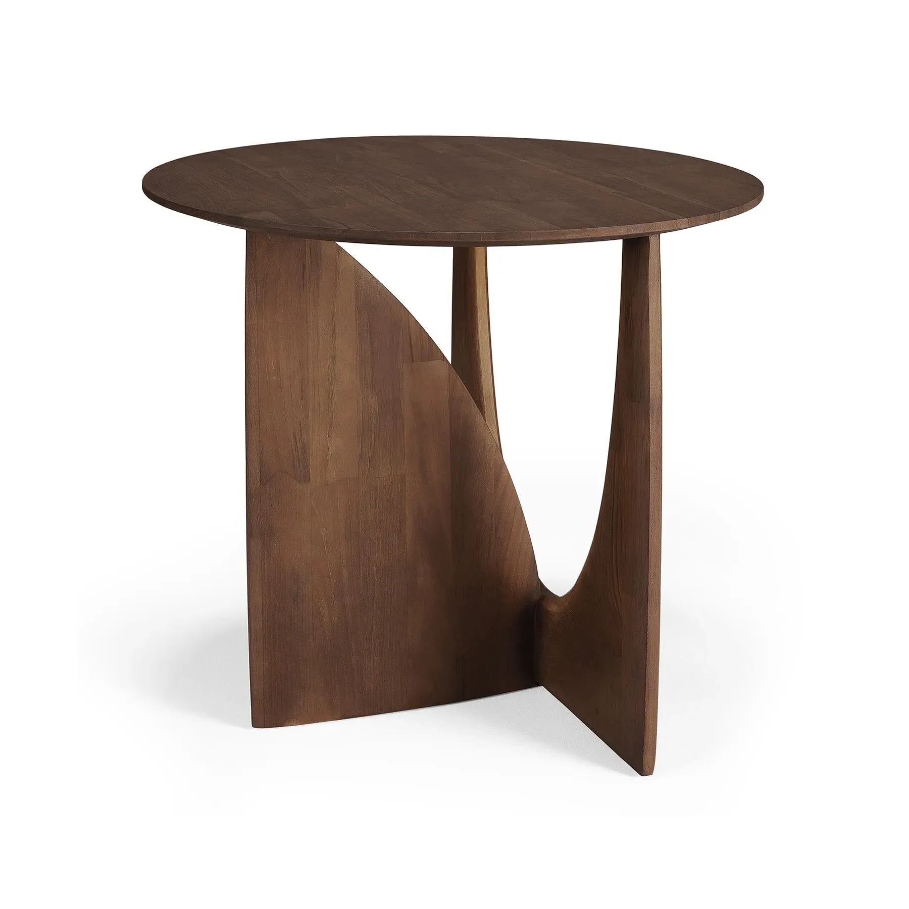 Geometric Side Table - Teak Brown, Solid Wood