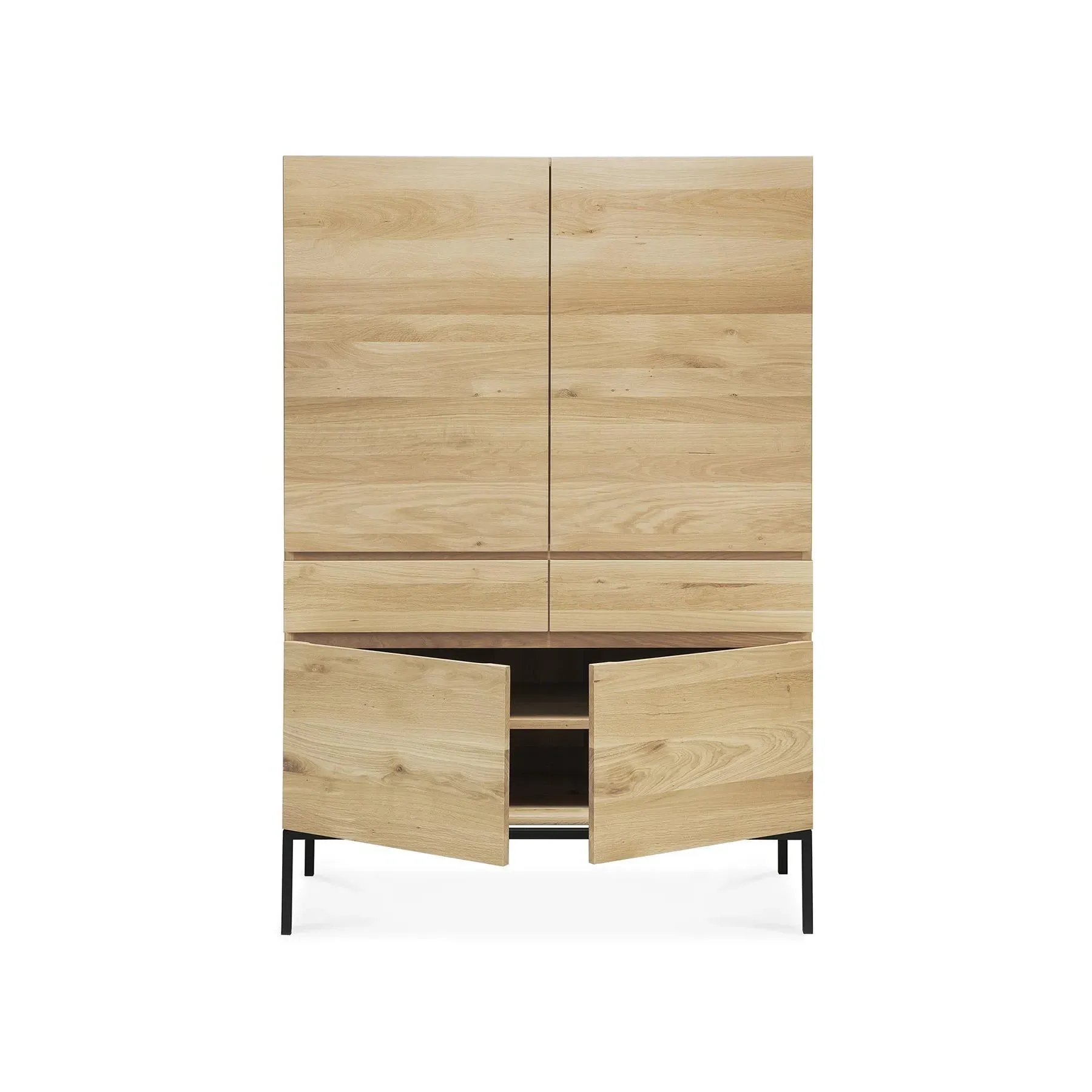 Ligna Storage Cupboard with Metal Legs - Oak
