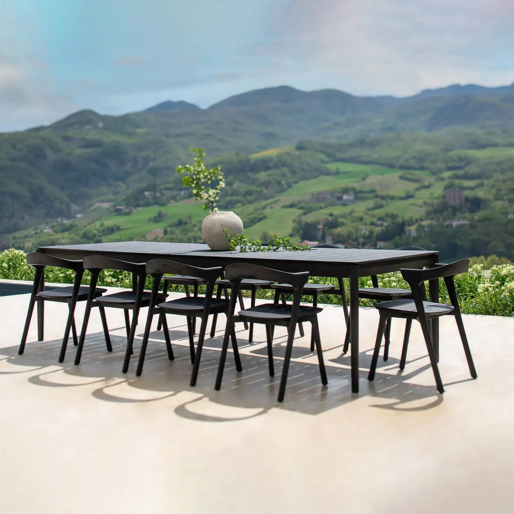 Medium Outdoor Dining Table - Black, Teak