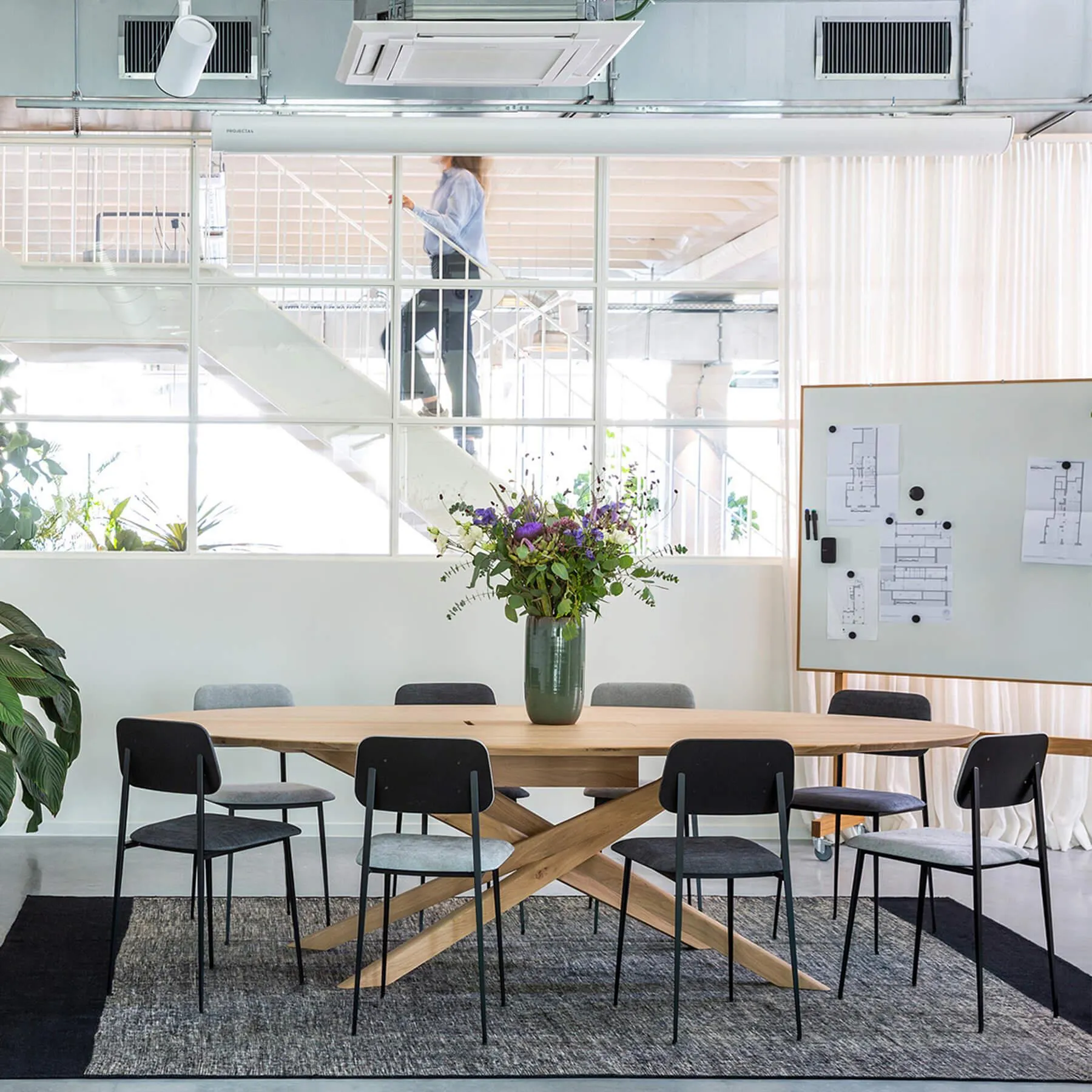 Meeting Table with Wire Management - Oak