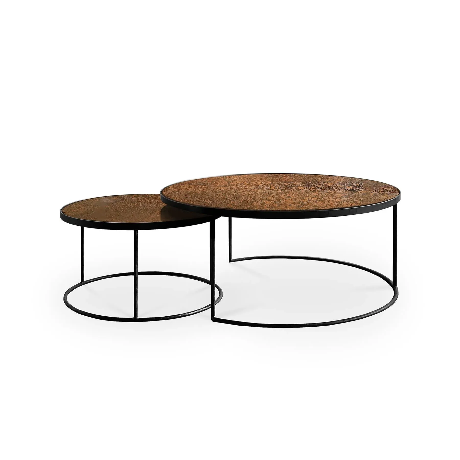 Nesting Coffee Table Set - Charcoal, Mirrored Glass