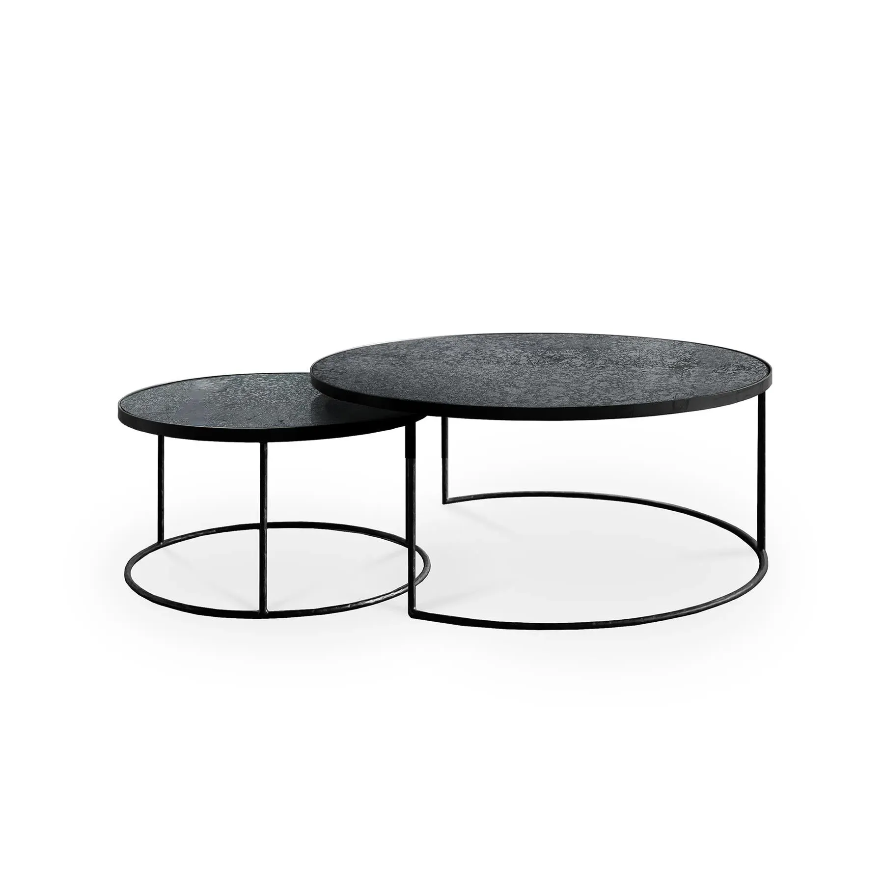 Nesting Coffee Table Set - Charcoal, Mirrored Glass