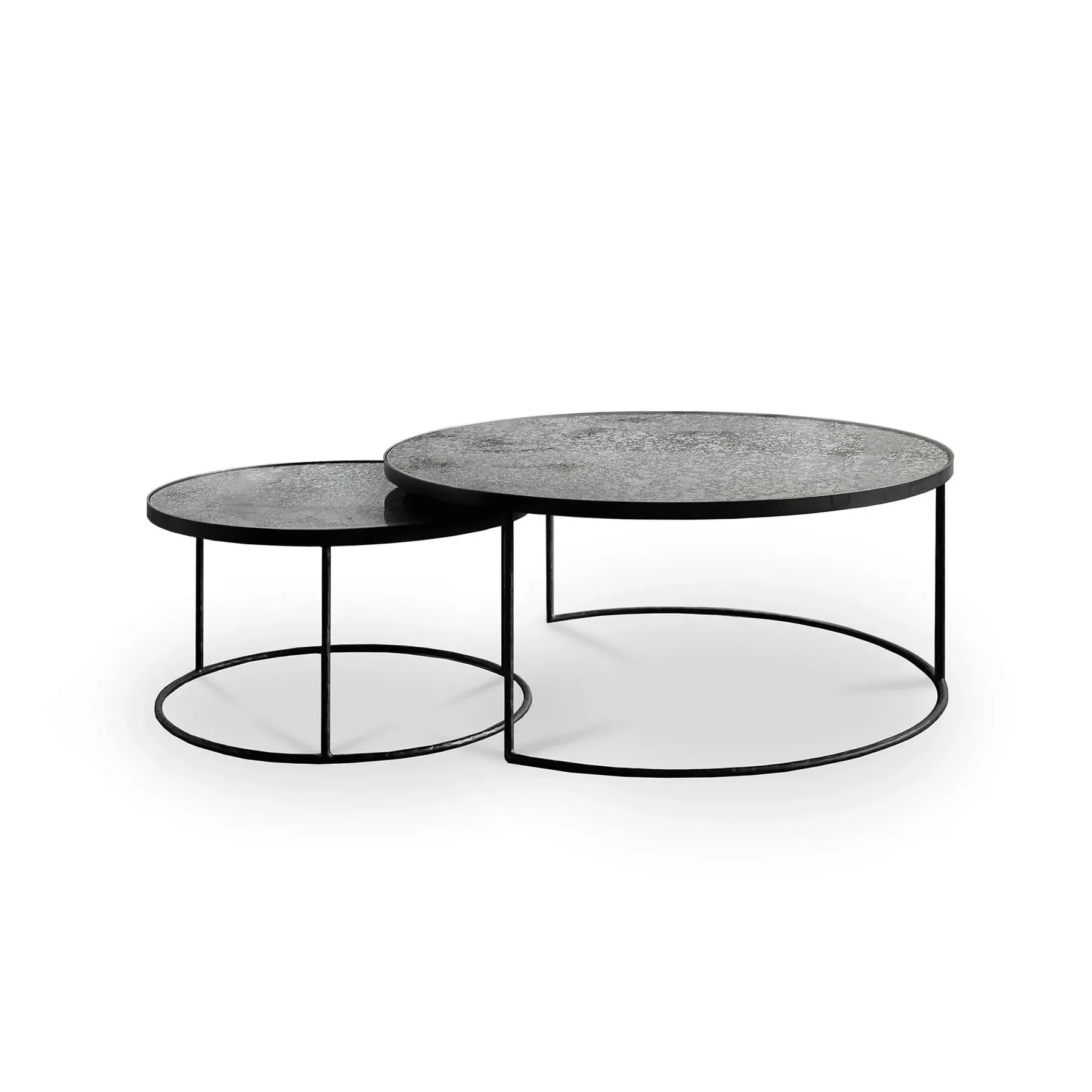 Nesting Coffee Table Set - Clear, Mirrored Glass