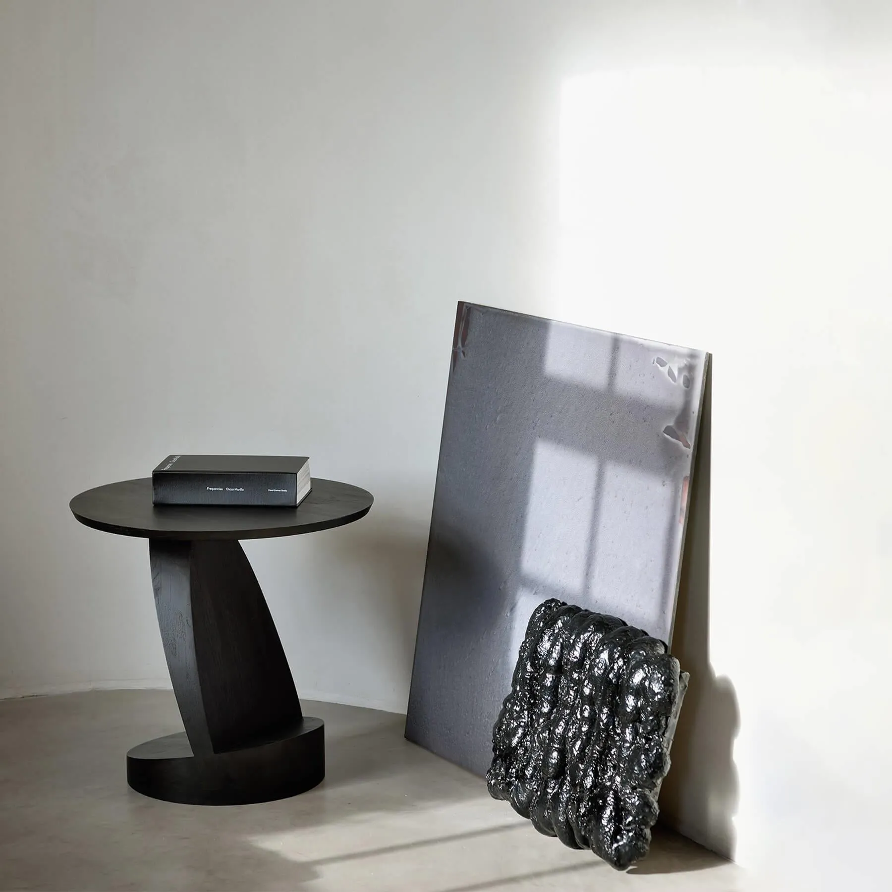 Oblic Side Table - Black, Teak