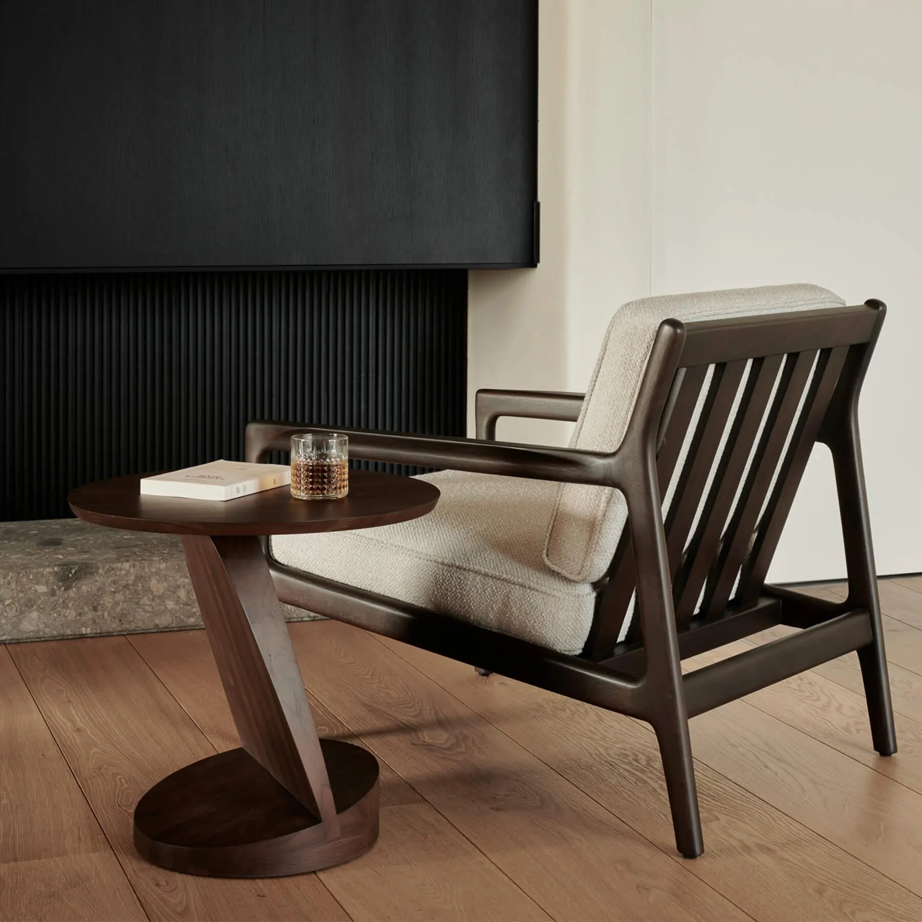 Oblic Side Table - Black, Teak