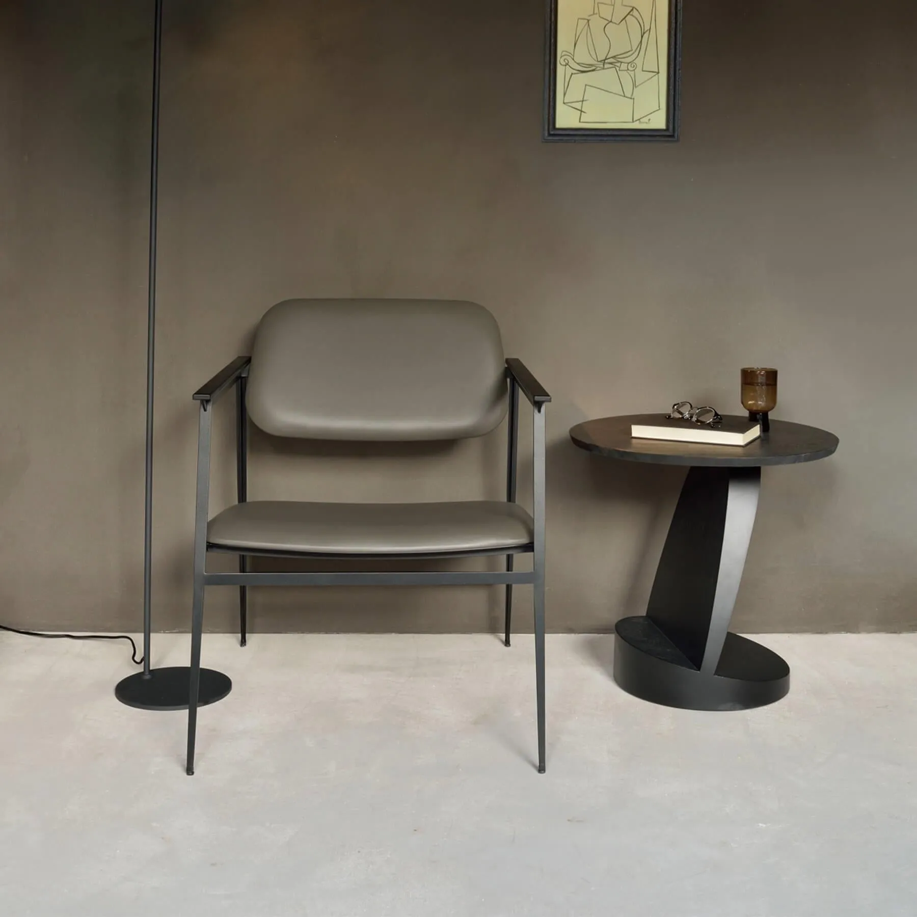 Oblic Side Table - Black, Teak