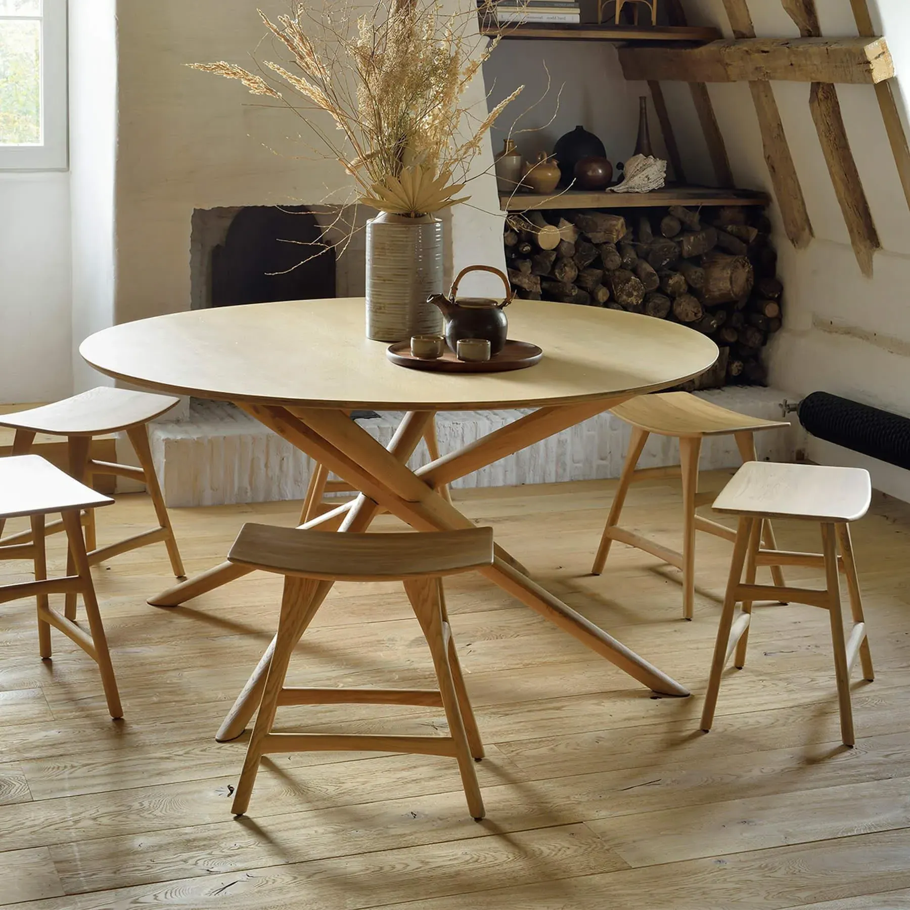 Osso Dining Stool - Black, Oak