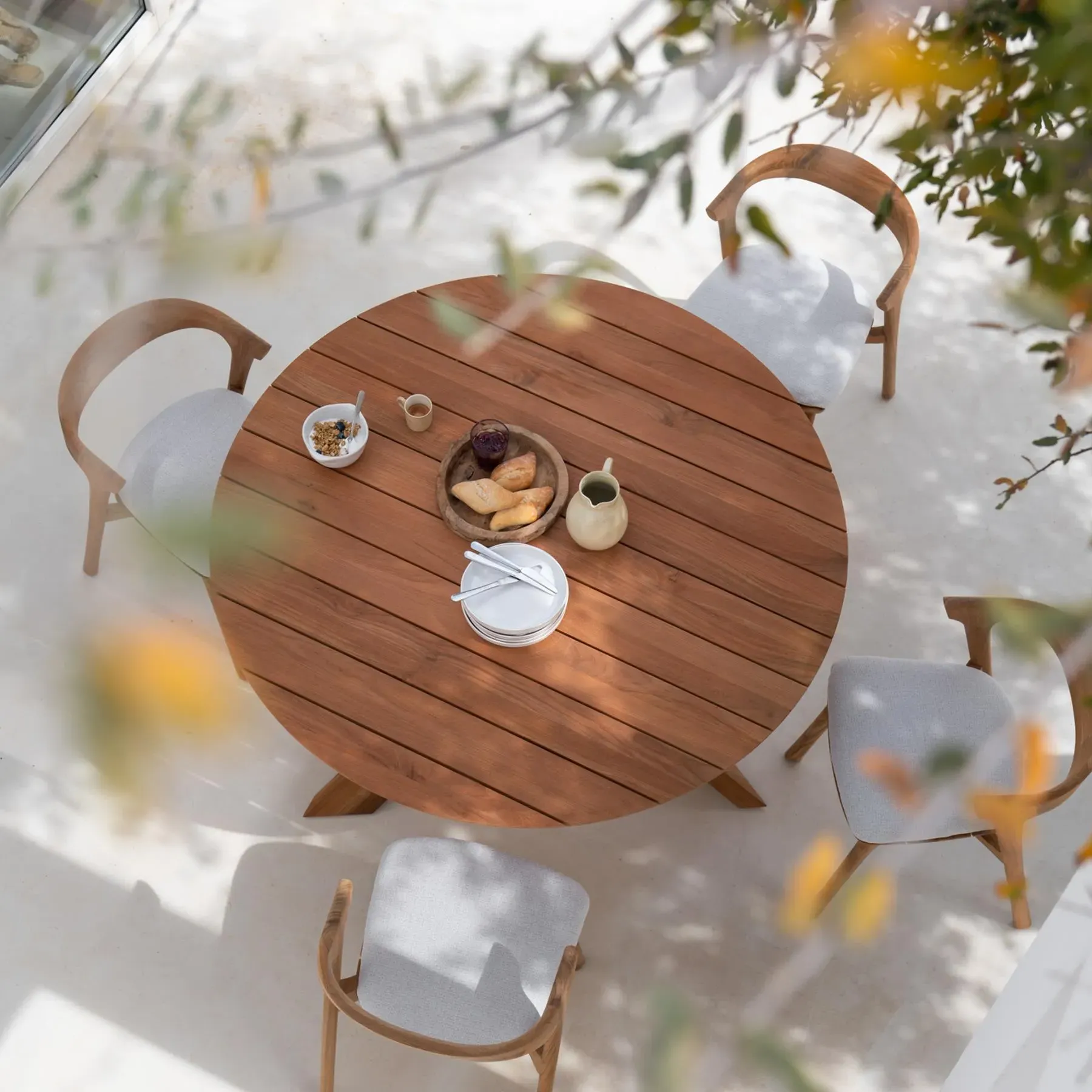 Outdoor Dining Chair with Cushion - Mocha, Teak