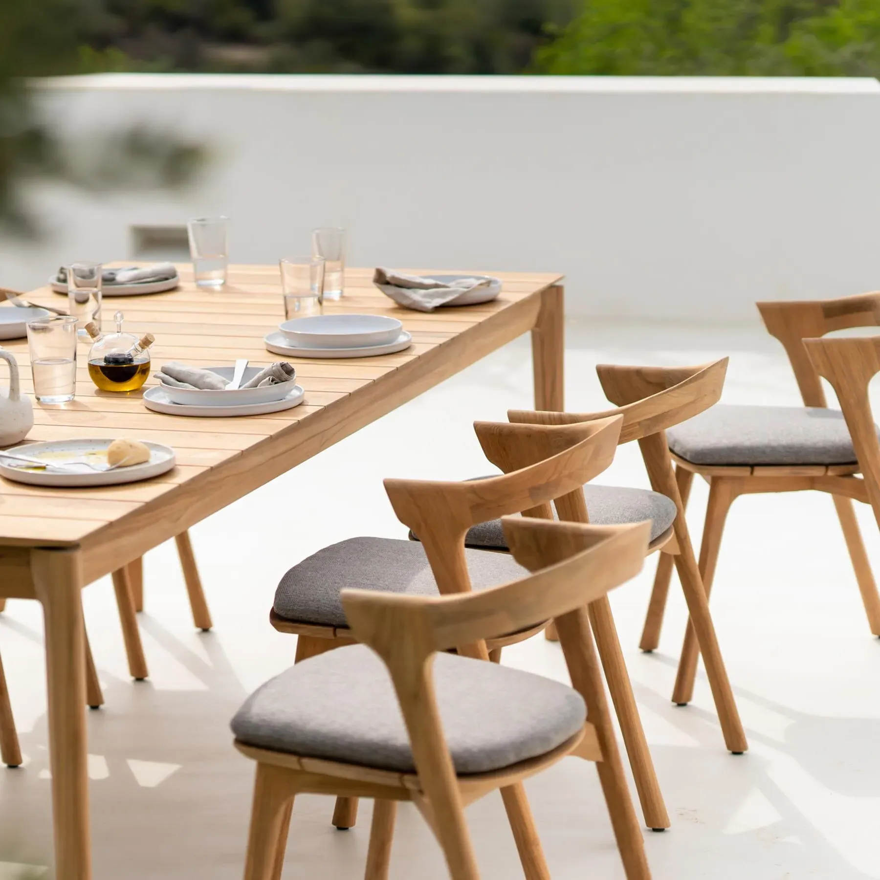 Outdoor Dining Chair with Cushion - Natural, Teak