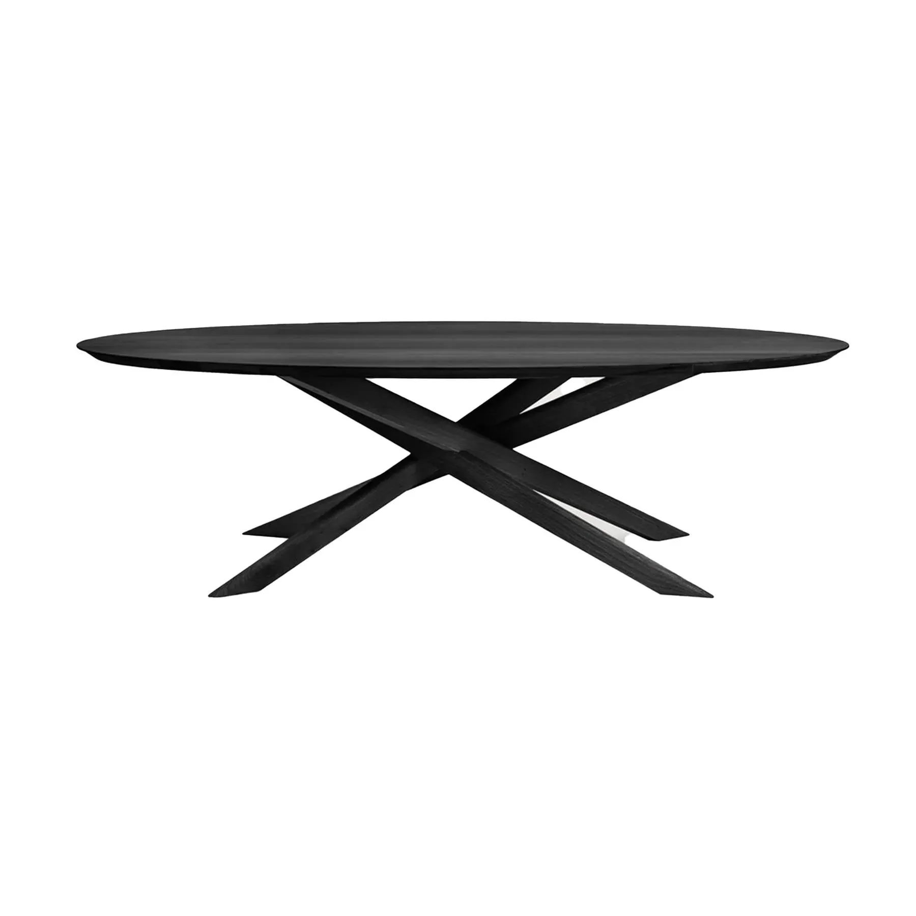 Oval Dining Table with Interlocking Legs - Black Oak image