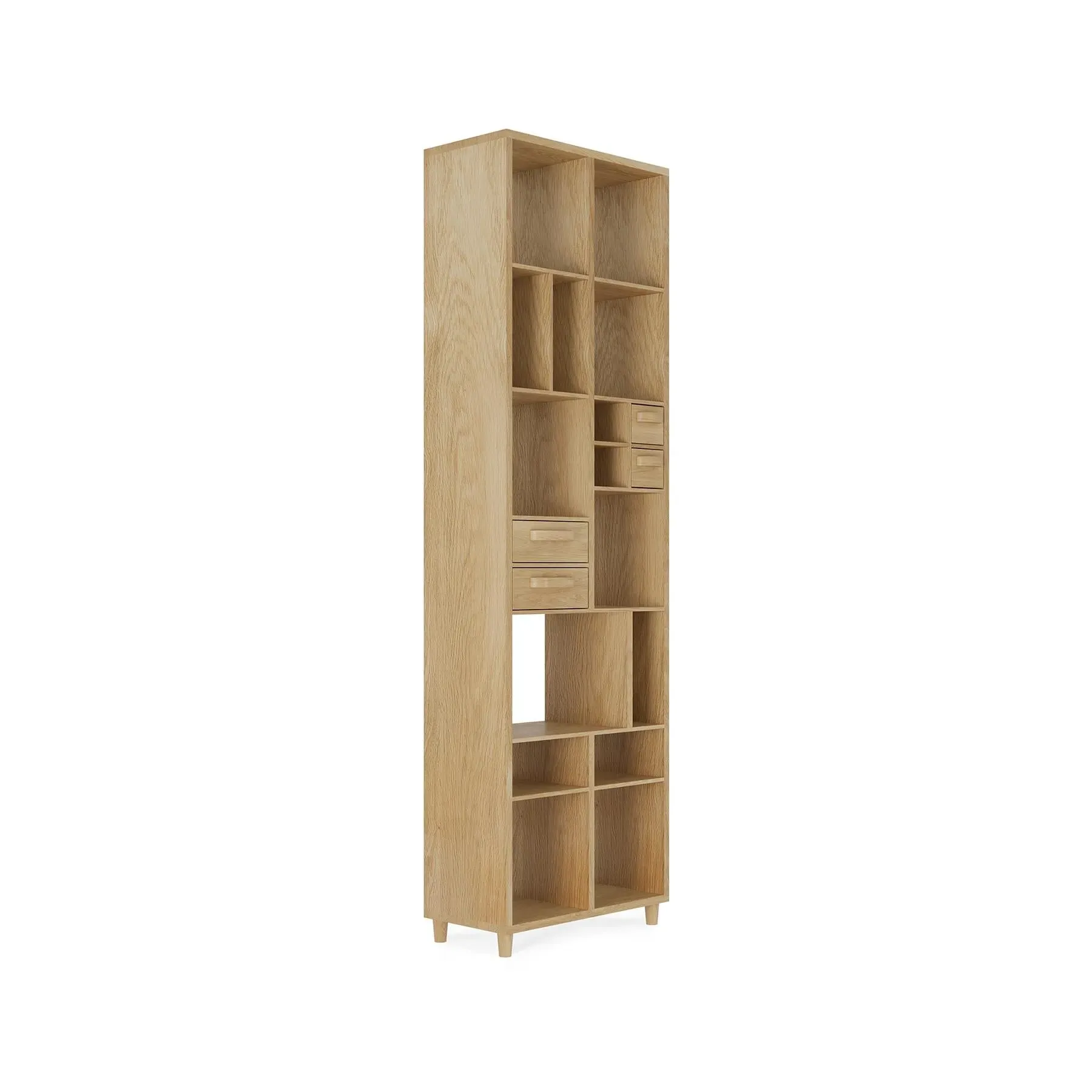 Pirouette Shelf Unit with Drawers - Oak