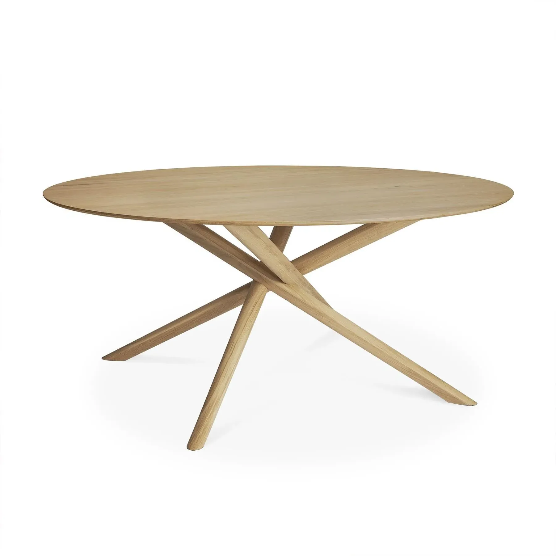 Round Dining Table with Interlocking Legs - Oak image